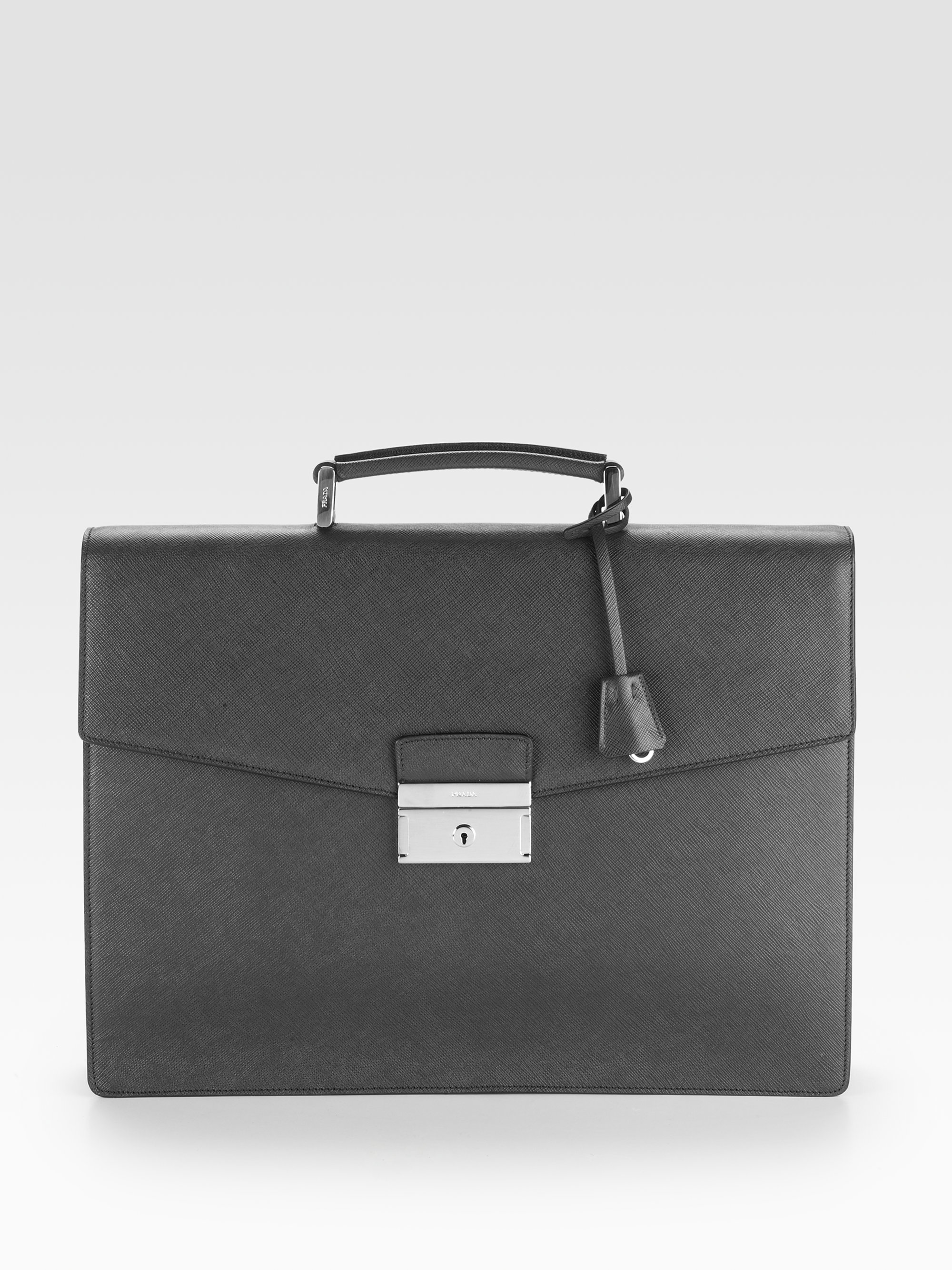 Prada Leather Briefcase in Gray for Men (anthracite) | Lyst  