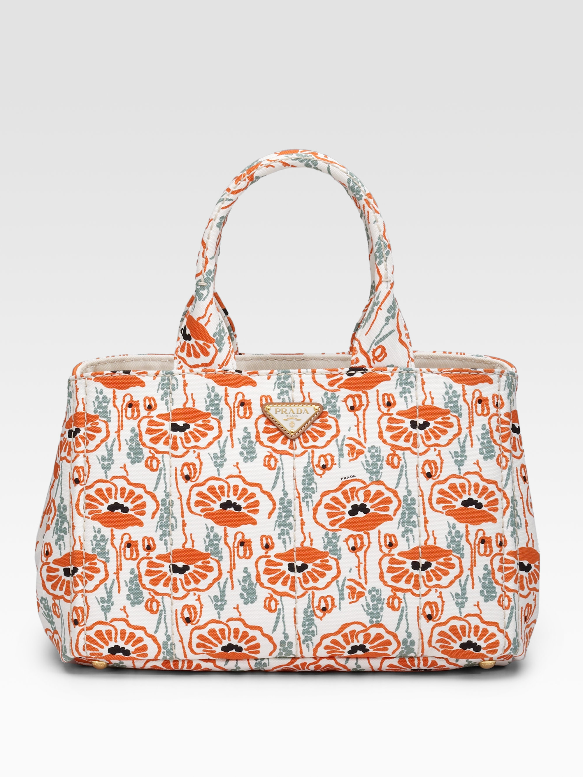 prada nylon baby bag - Prada Canapa Stampata Tote in Orange (orange multi) | Lyst