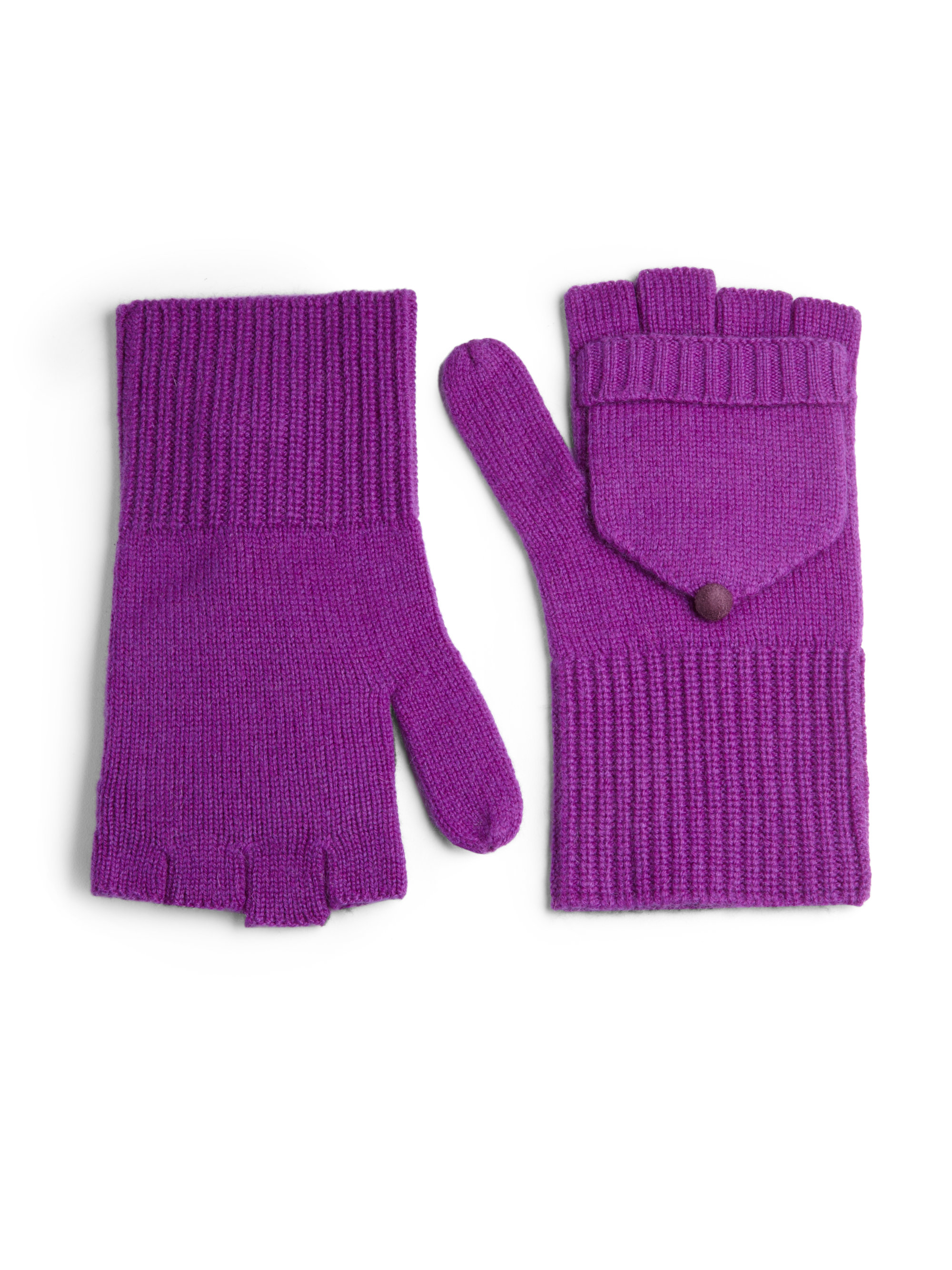 Qi new york Cashmere Fingerless Gloves in Purple Lyst