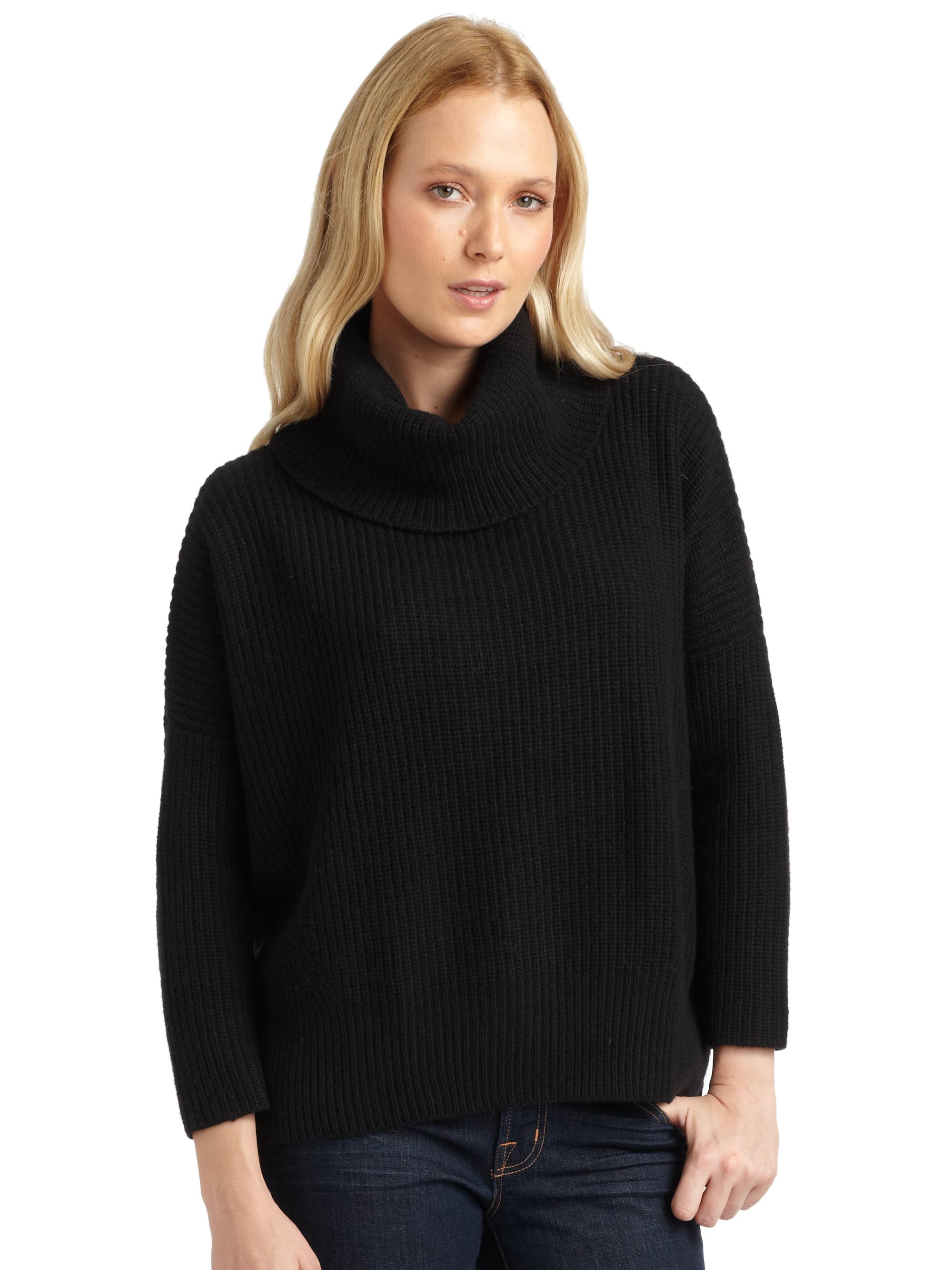Lyst Autumn Cashmere Cowlneck Elbow Patch Sweater in White