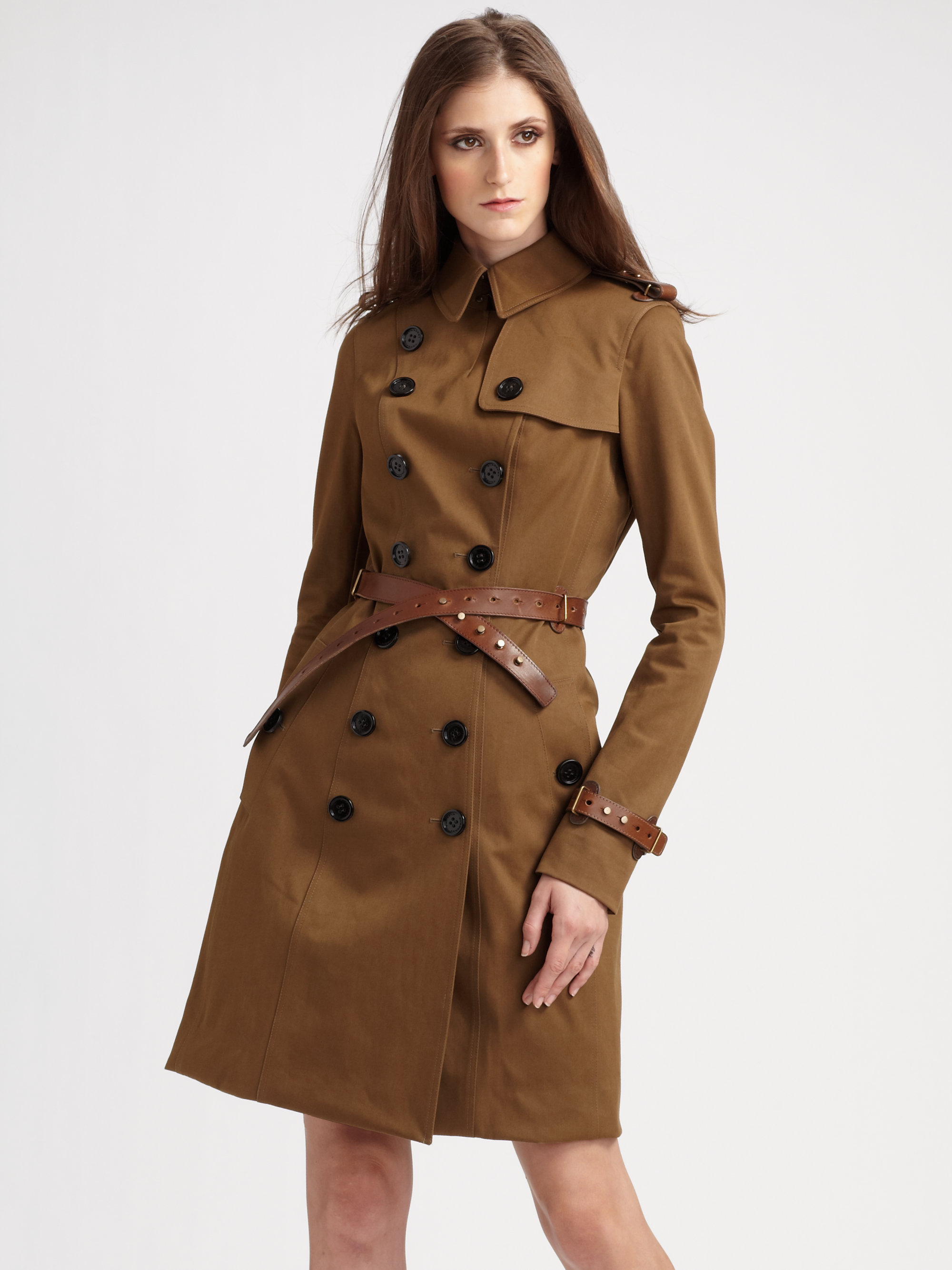 Womens Brown Leather Trench Coat Fashion Women's Coat 2017