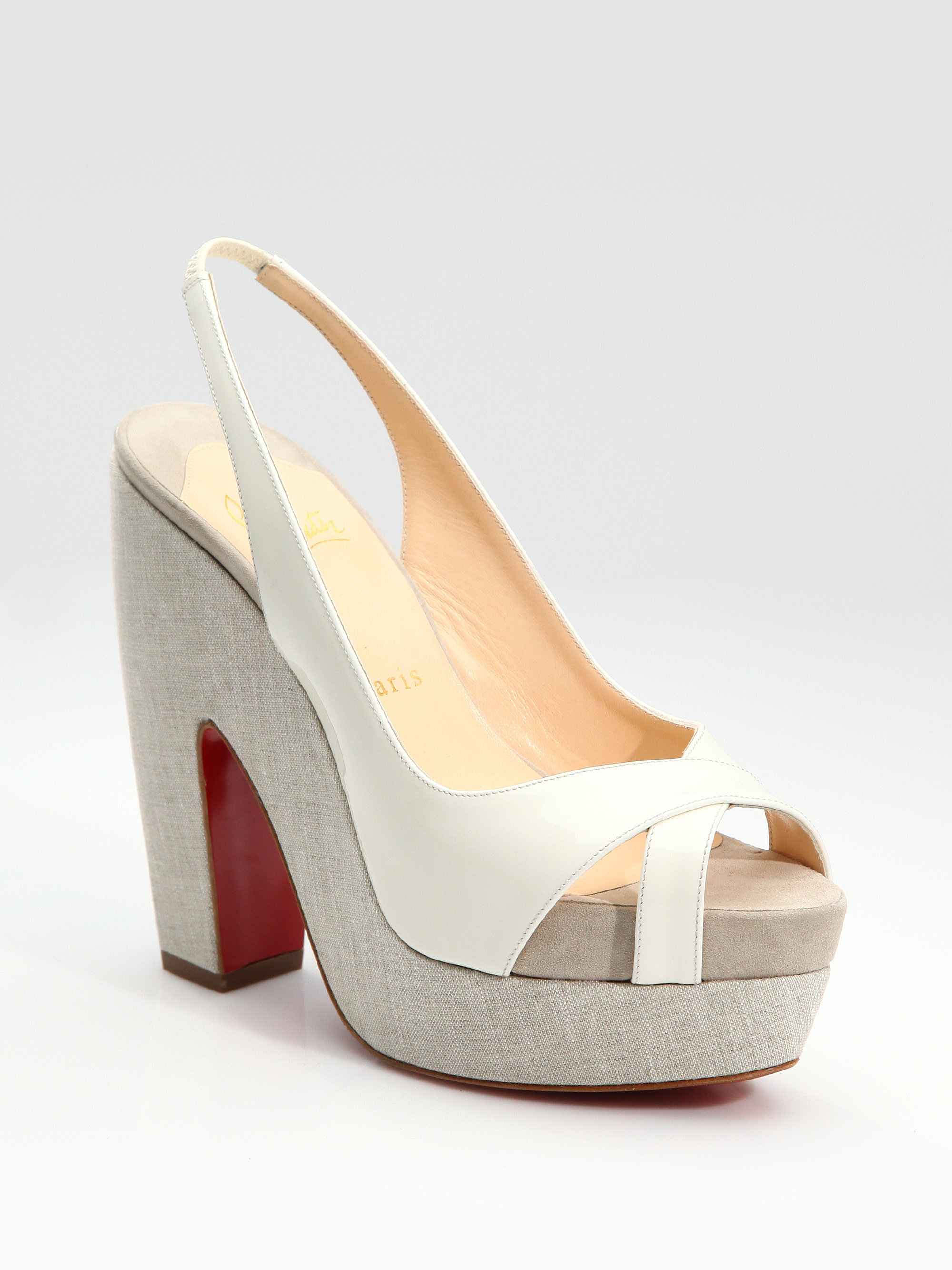 Christian louboutin Patent Leather Platform Slingback Sandals in ...