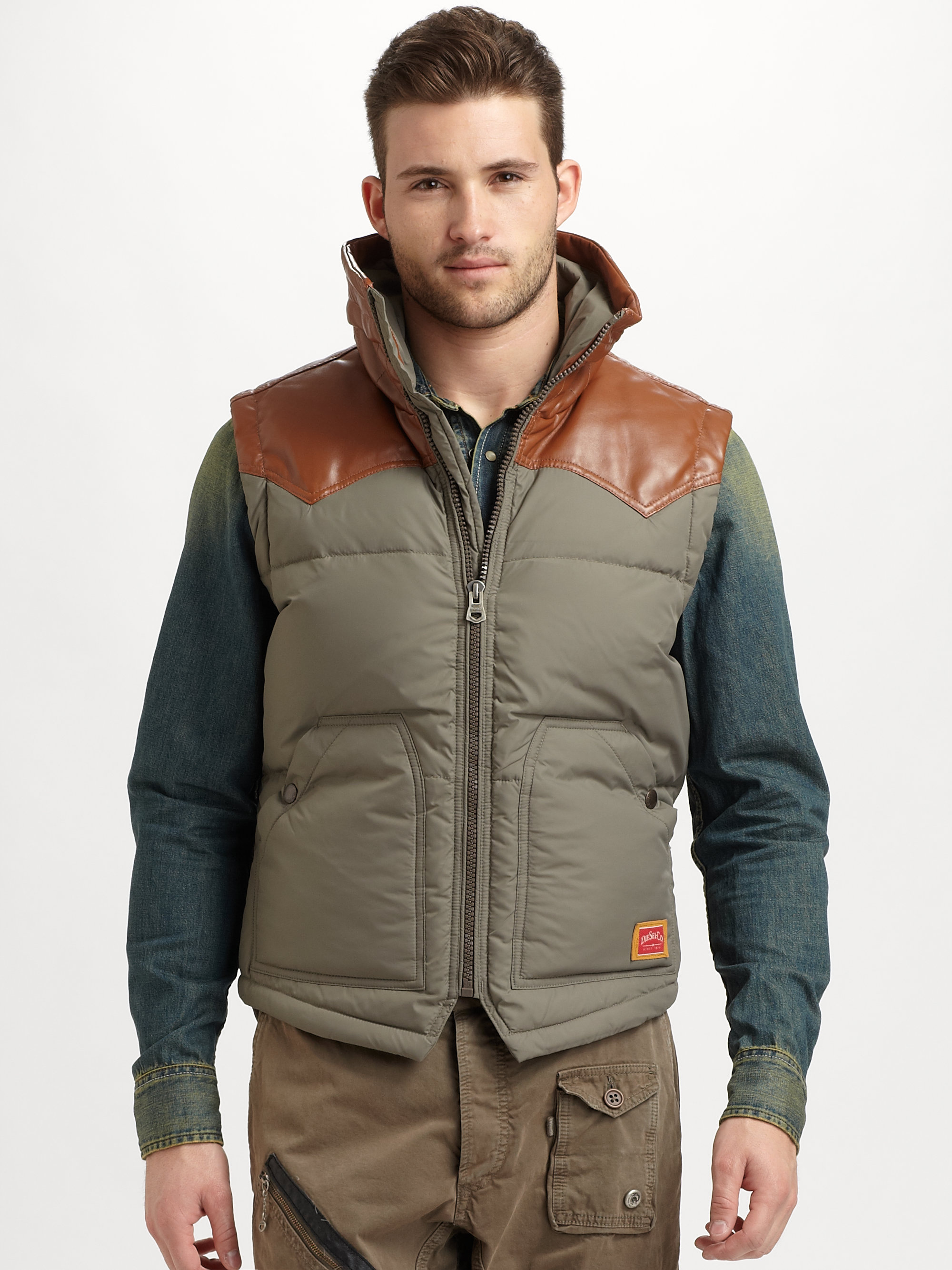 Diesel Werty Puffer Vest in Gray for Men (ash) | Lyst