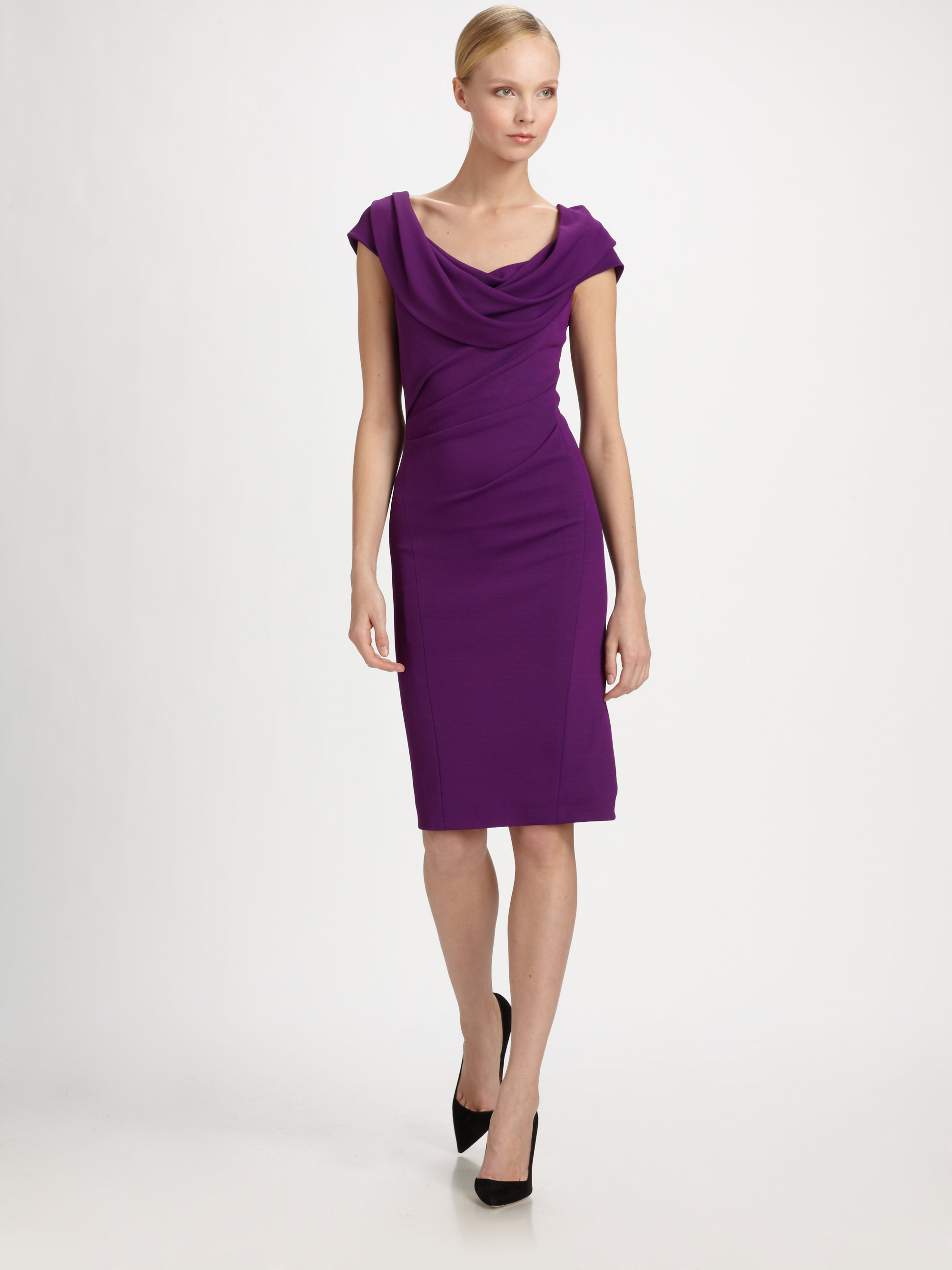Donna karan Cowl Dress in Purple | Lyst