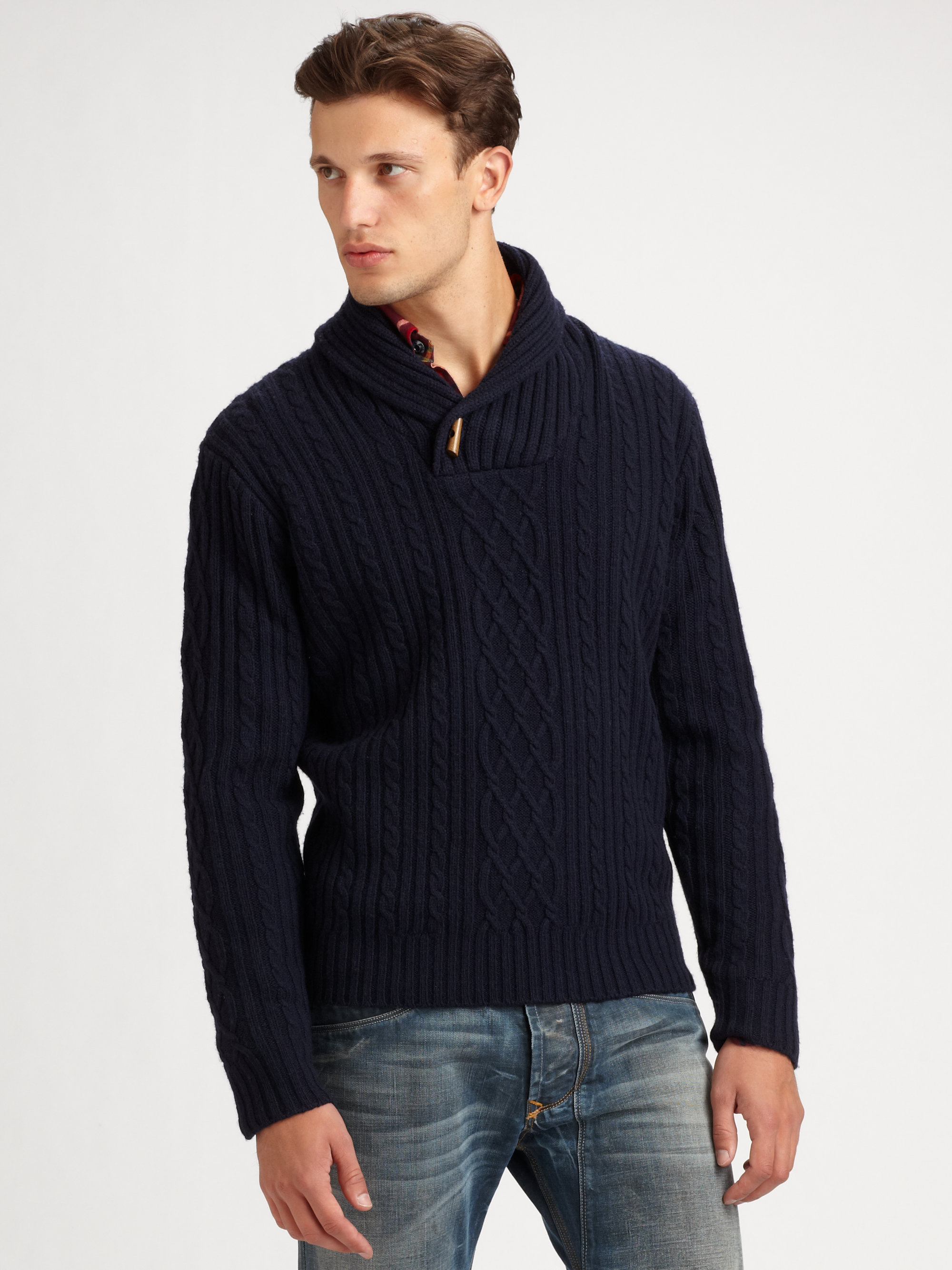 Lyst - Gant Rugger Shawlcollar Sweater in Blue for Men