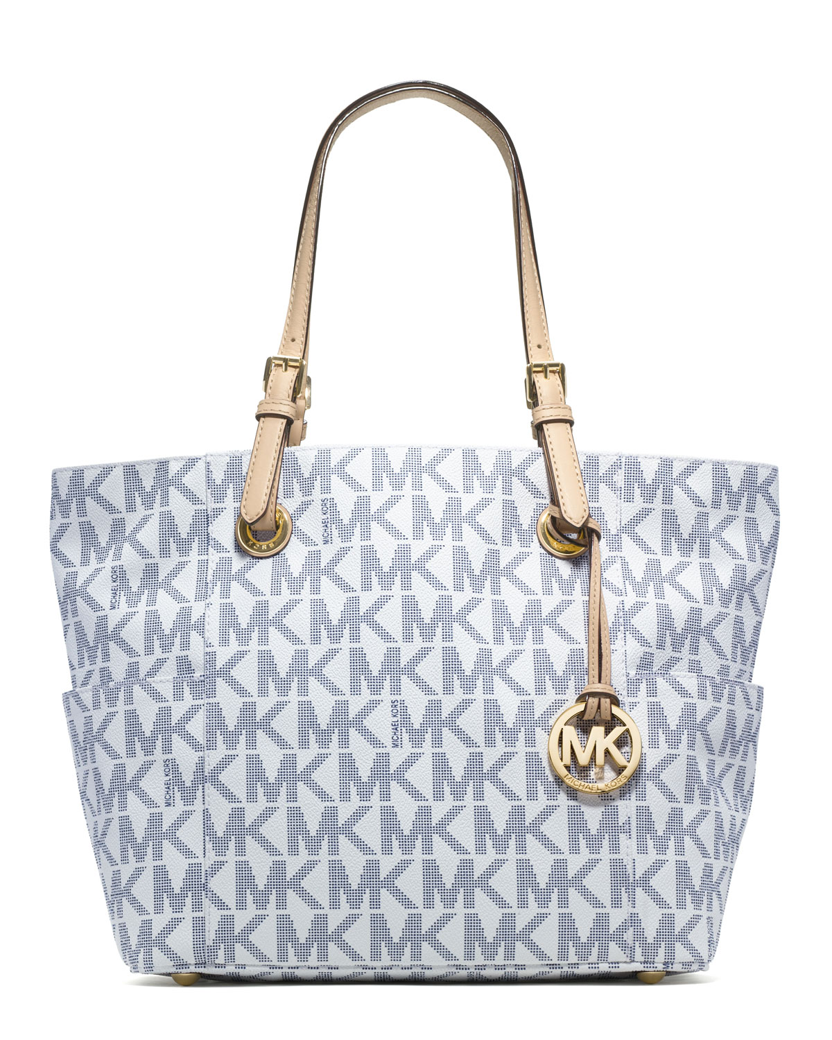 Lyst Michael Kors Jet Set Signature Logo Tote In Blue Gallery