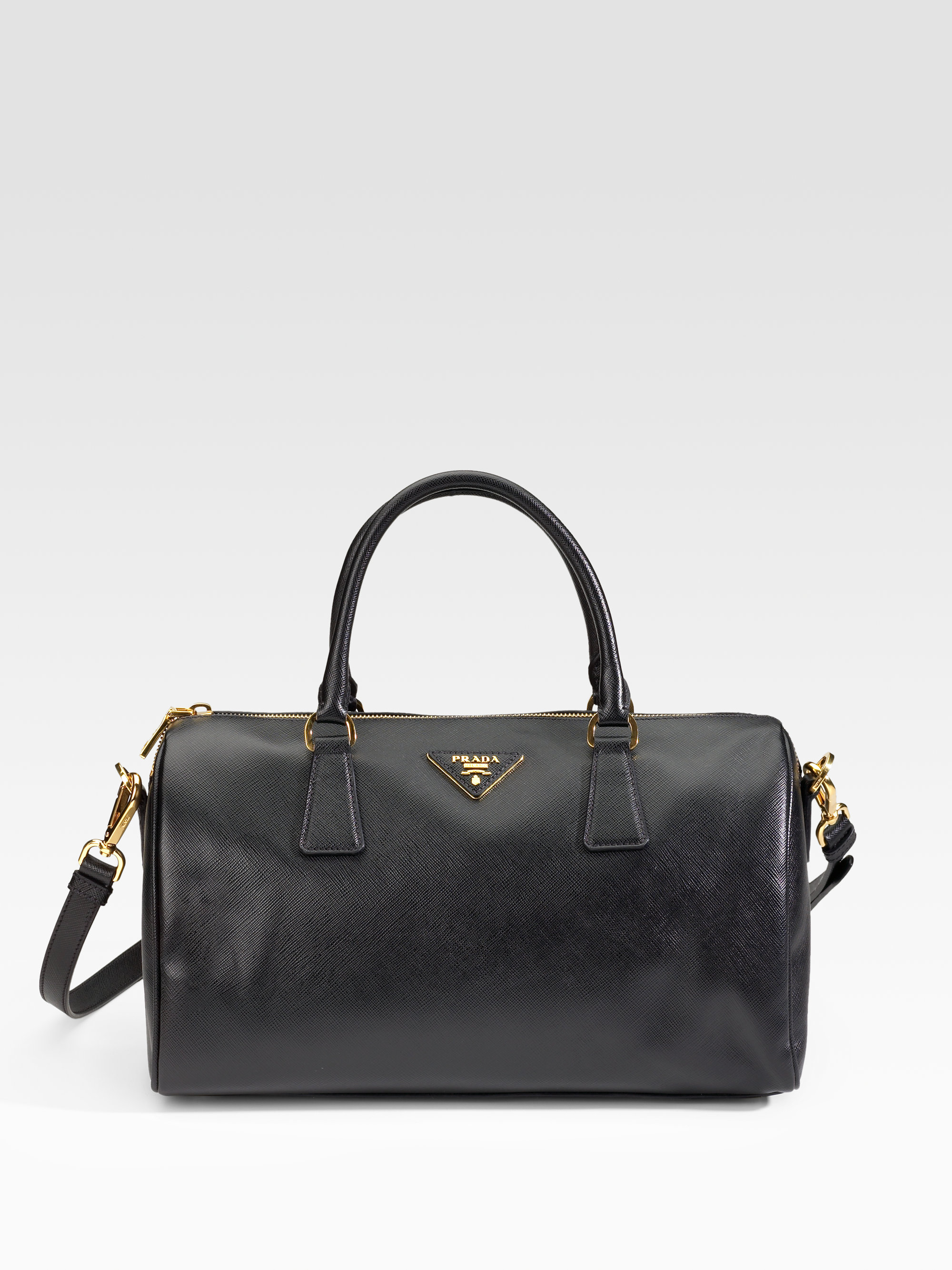 Lyst - Prada Saffiano Lux Boston Bag in Black