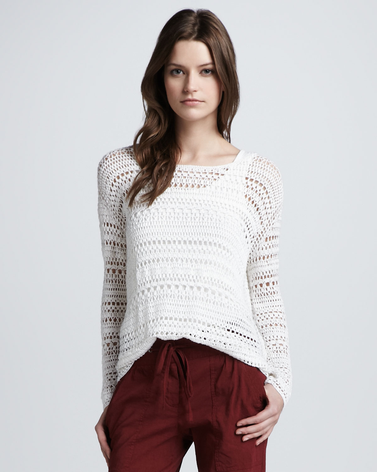 Theory Sag Harbor Wide-Stitch Sweater in White (mahogany red.dsk) | Lyst