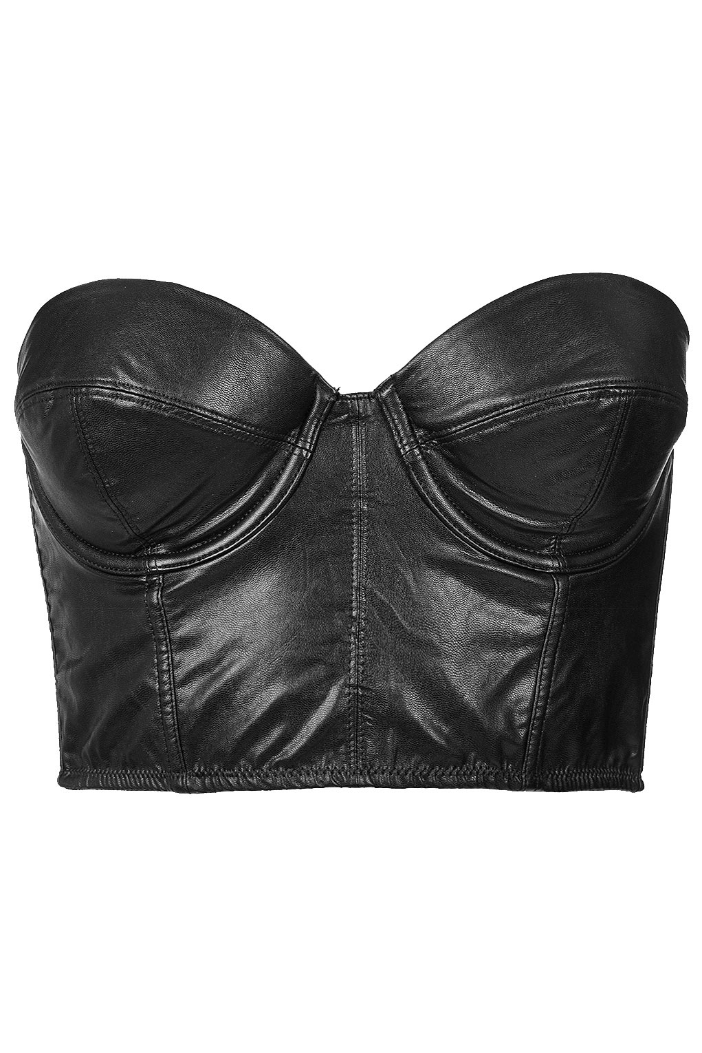 Lyst - Topshop Strapless Leather Look Corset in Black