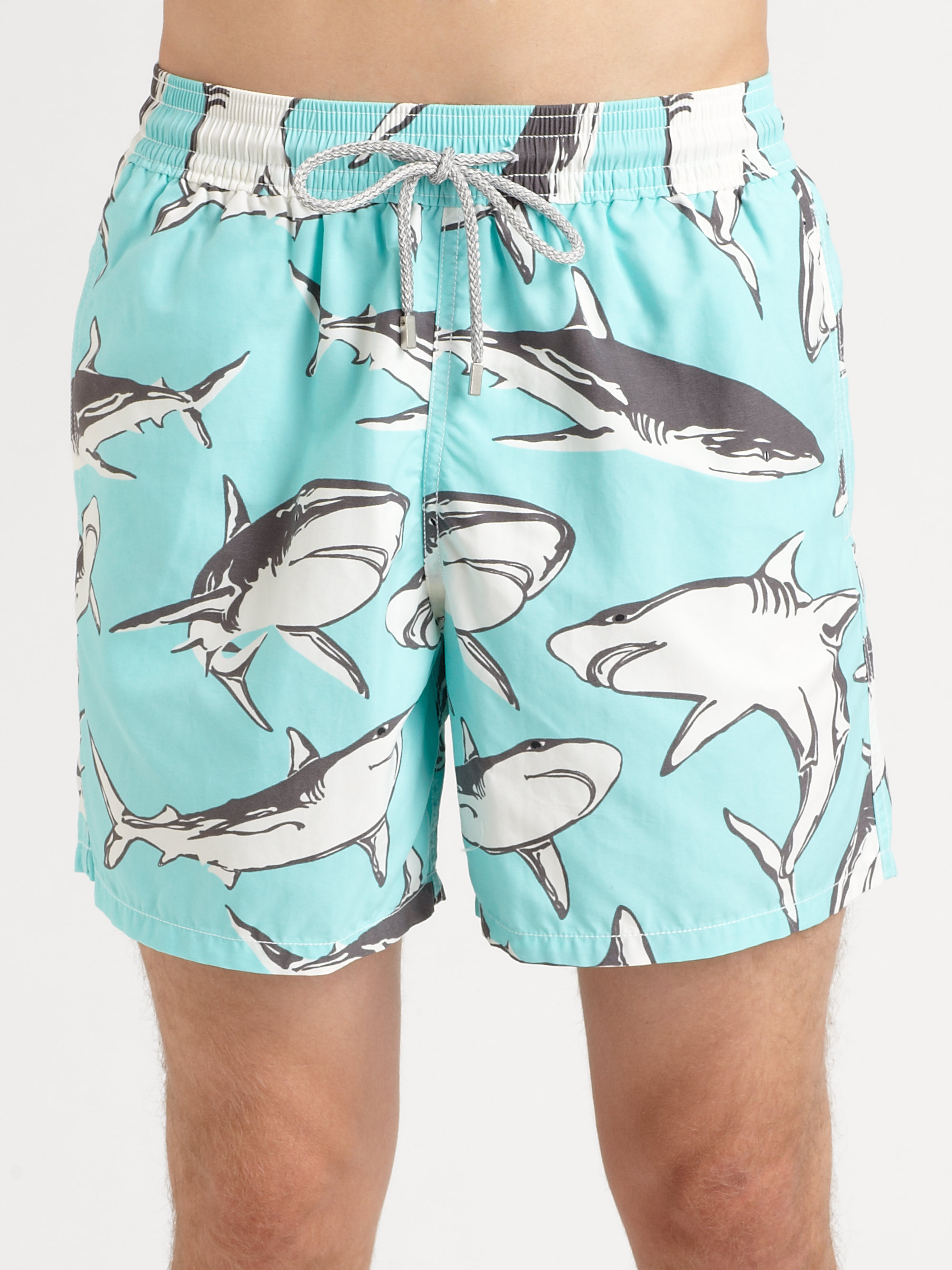 Vilebrequin Shark Print Swim Trunks in Blue for Men | Lyst