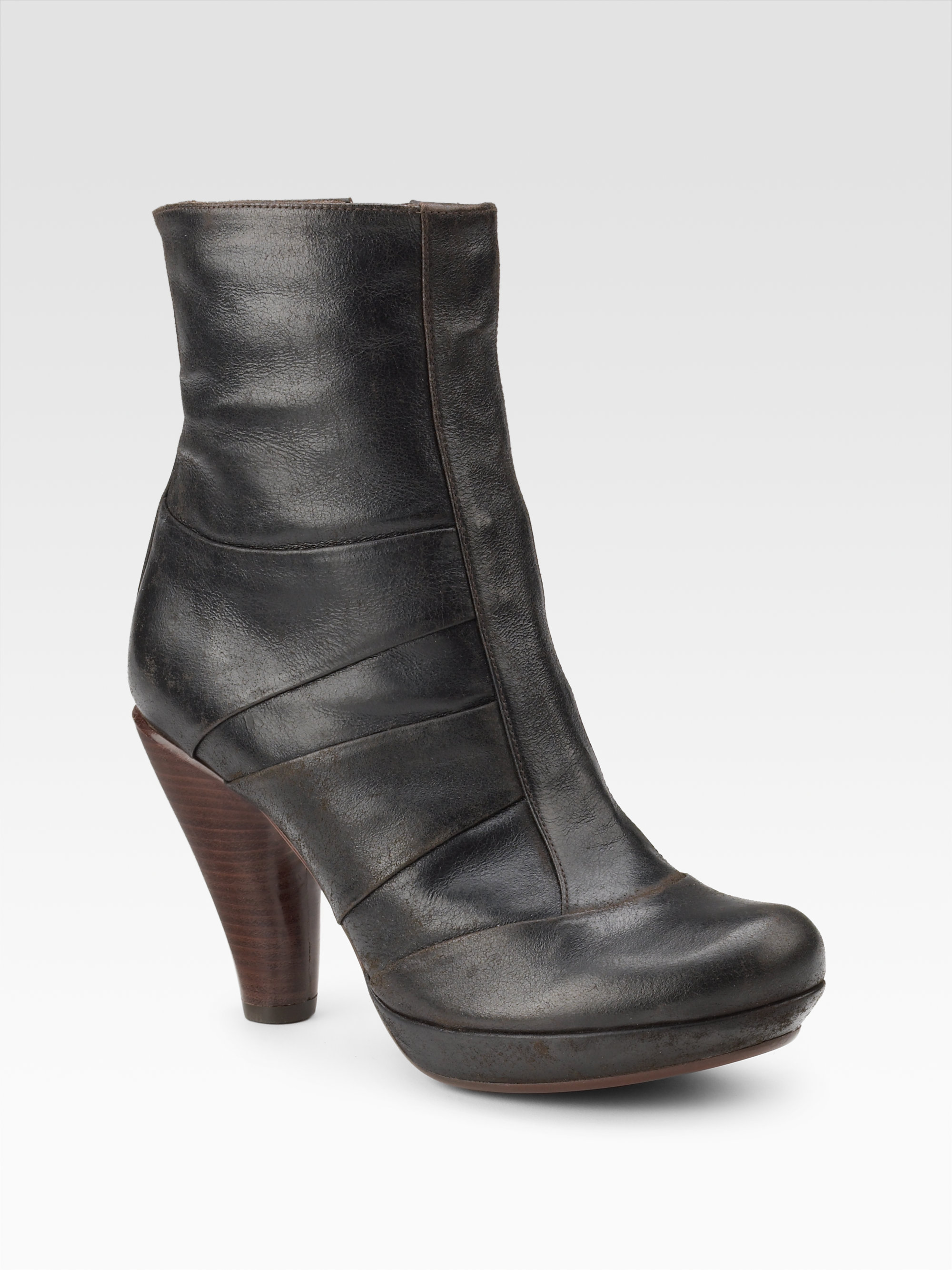 Chie Mihara Stacked Heel Ankle Boots in Brown (dark brown) | Lyst