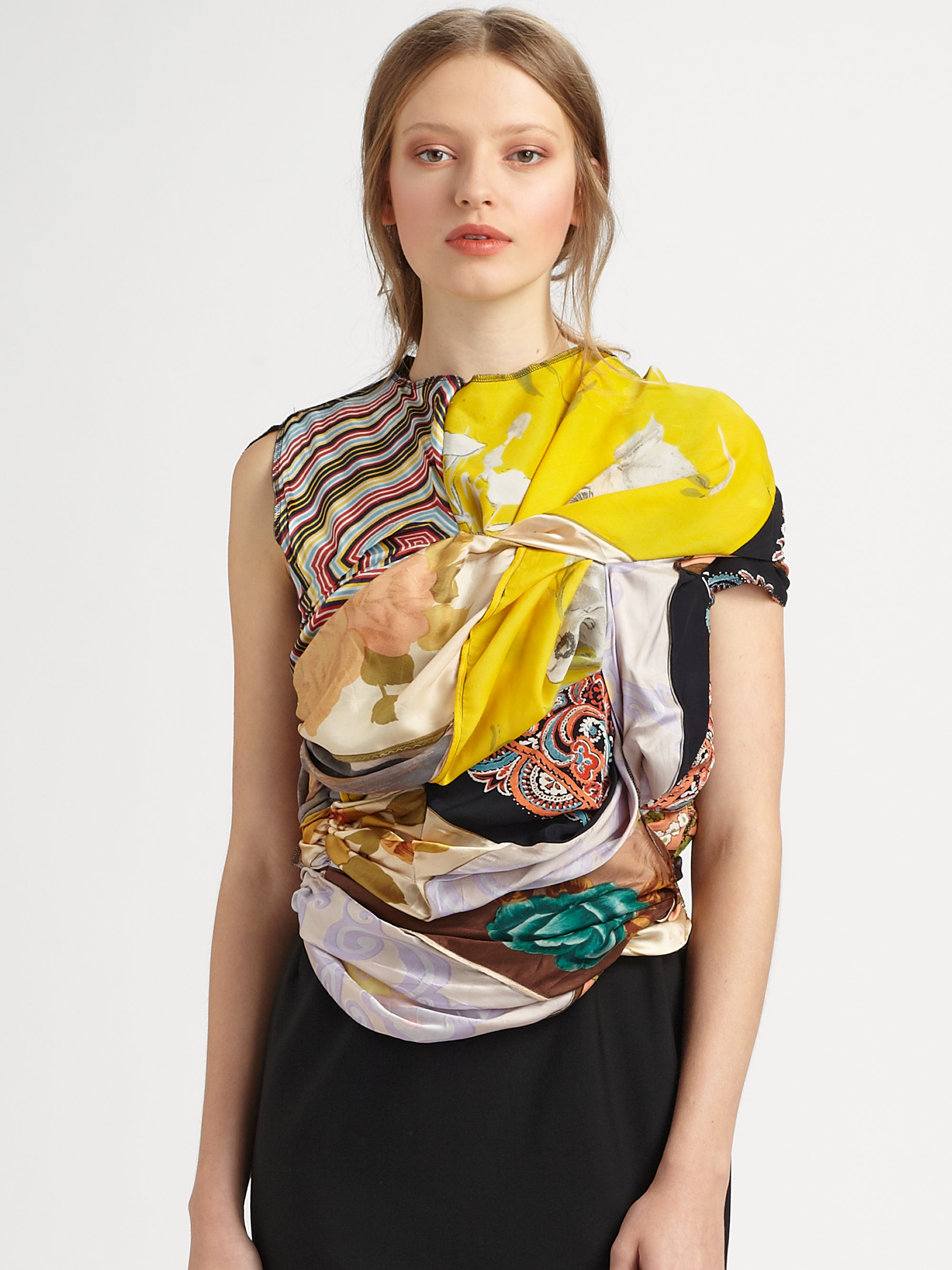 Comme des garçons Scarf Print Top in Multicolor Lyst