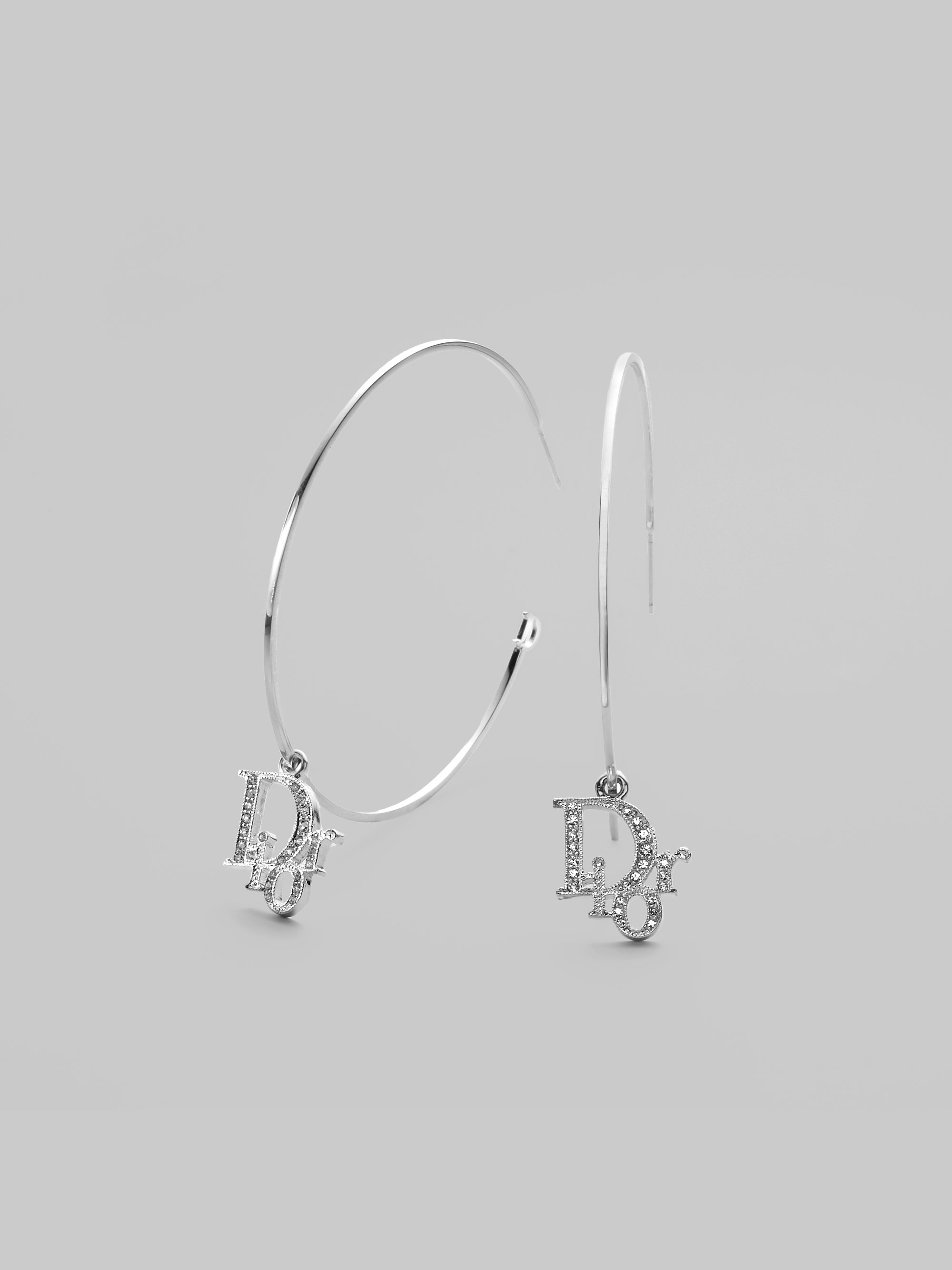 Dior Logo Hoop Earrings in Silver (Metallic) Lyst