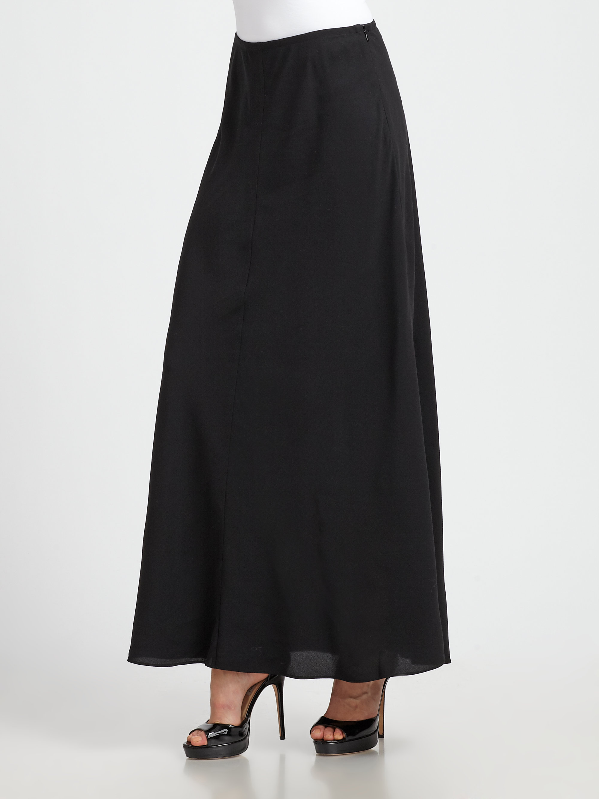 Eileen Fisher Silk Georgette Skirt in Black - Lyst