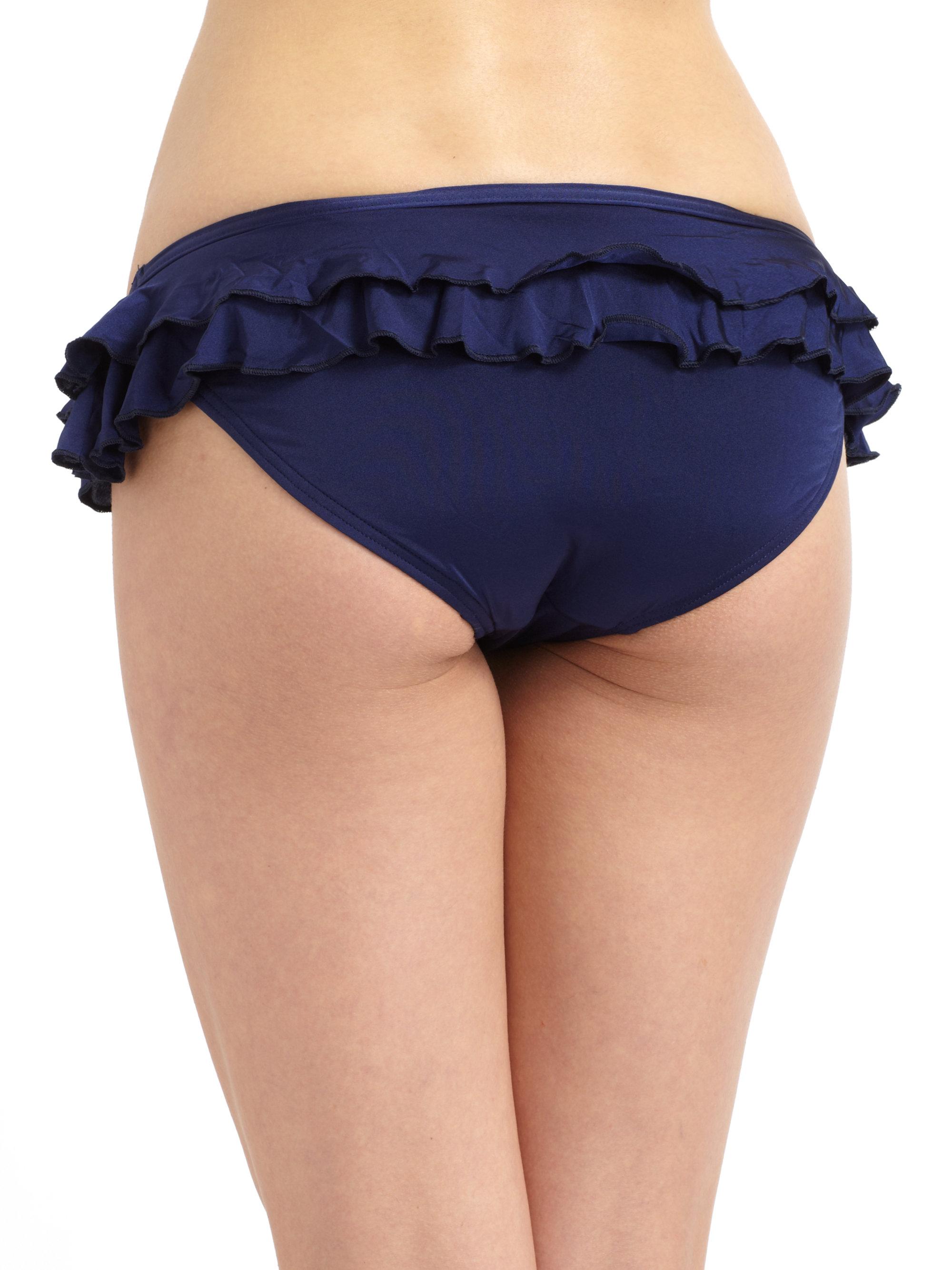 French Connection Frilly Ruffled Bikini Bottom In Blue Lyst