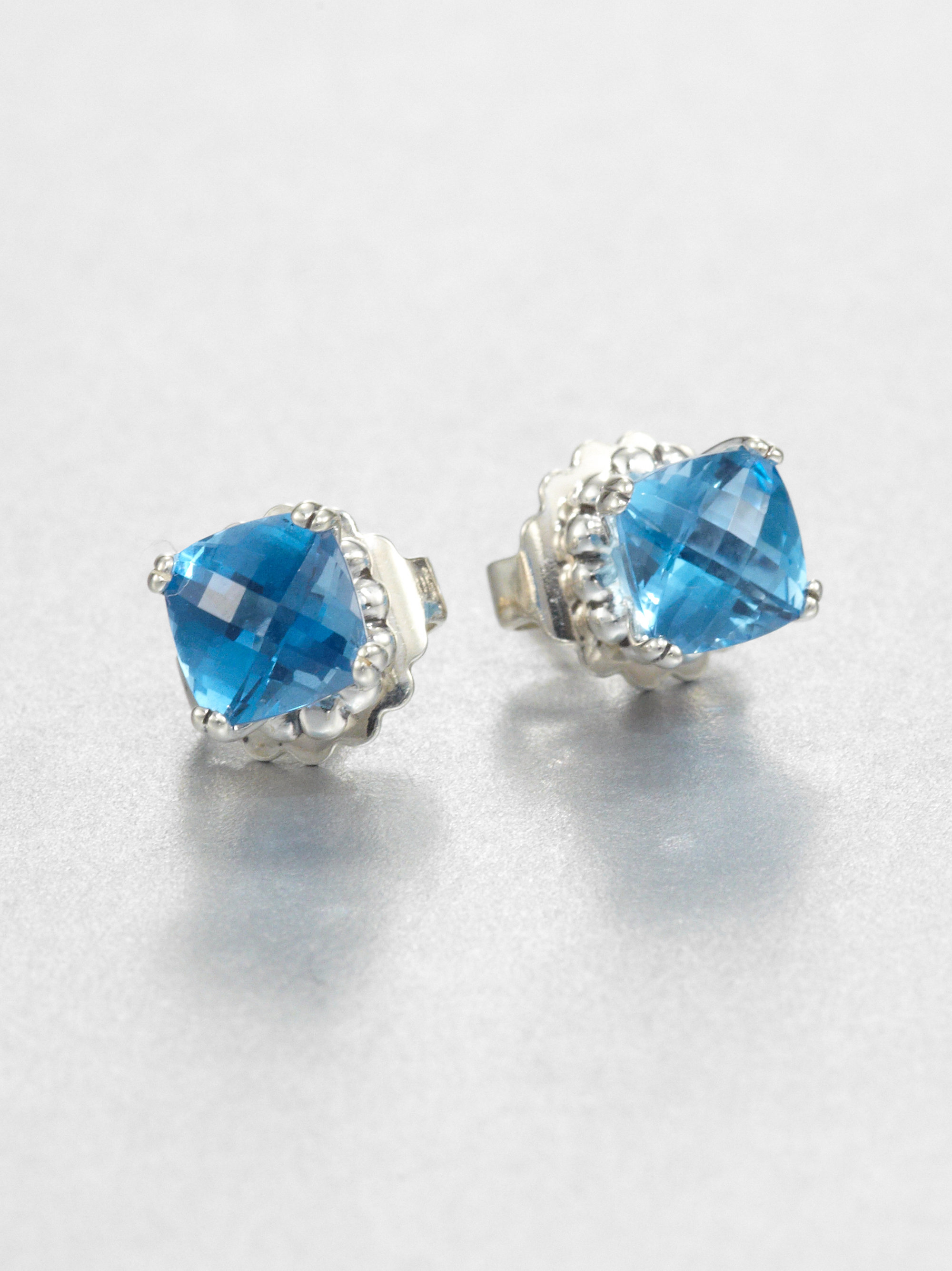 Lyst - Lagos Blue Topaz and Sterling Silver Stud Earrings in Metallic