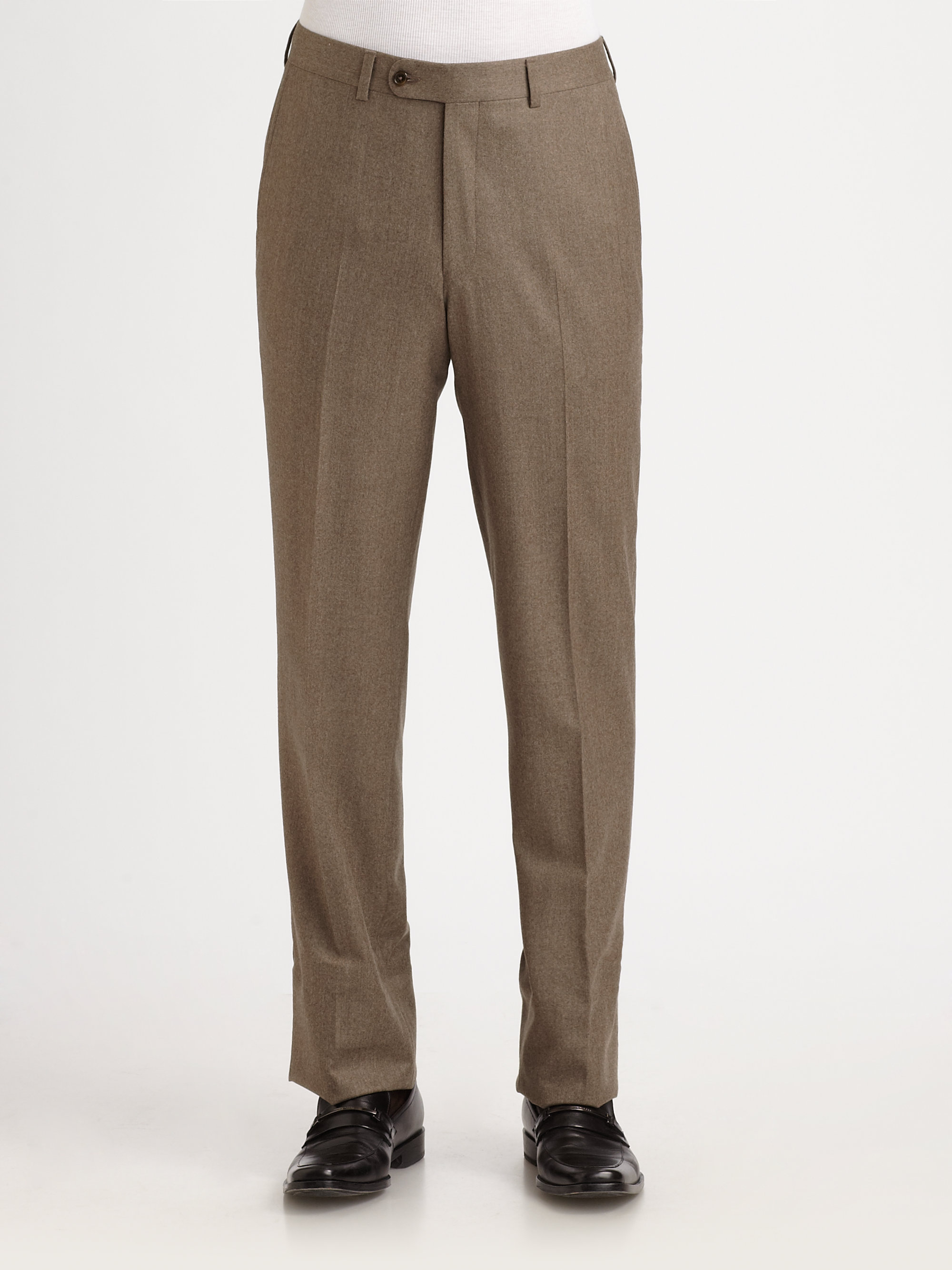 Saks fifth avenue Flannel Trousers in Brown for Men (brown flannel) | Lyst