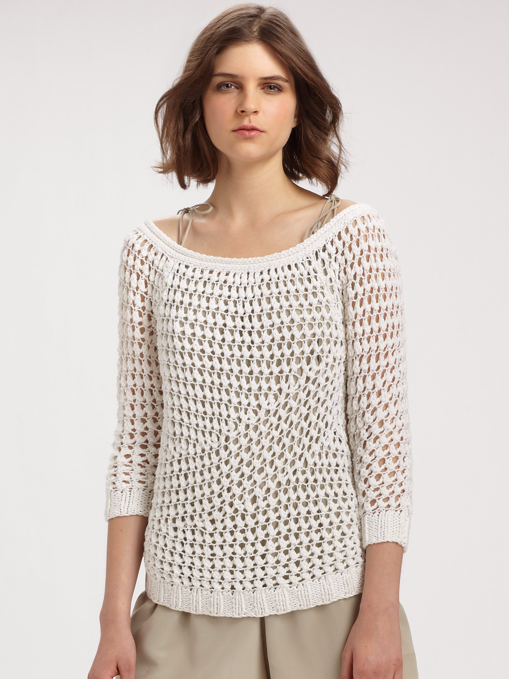 Lyst - Theory Nimue Crocheted Sweater in White
