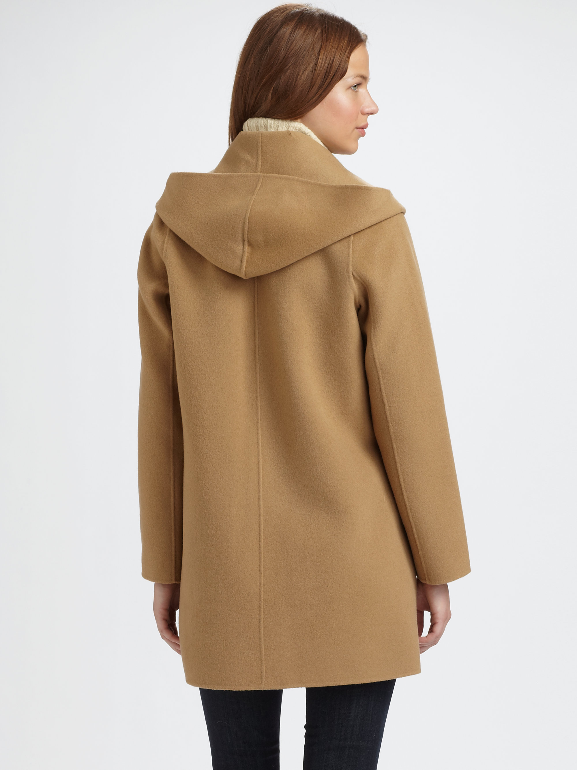 camel hooded wool coat