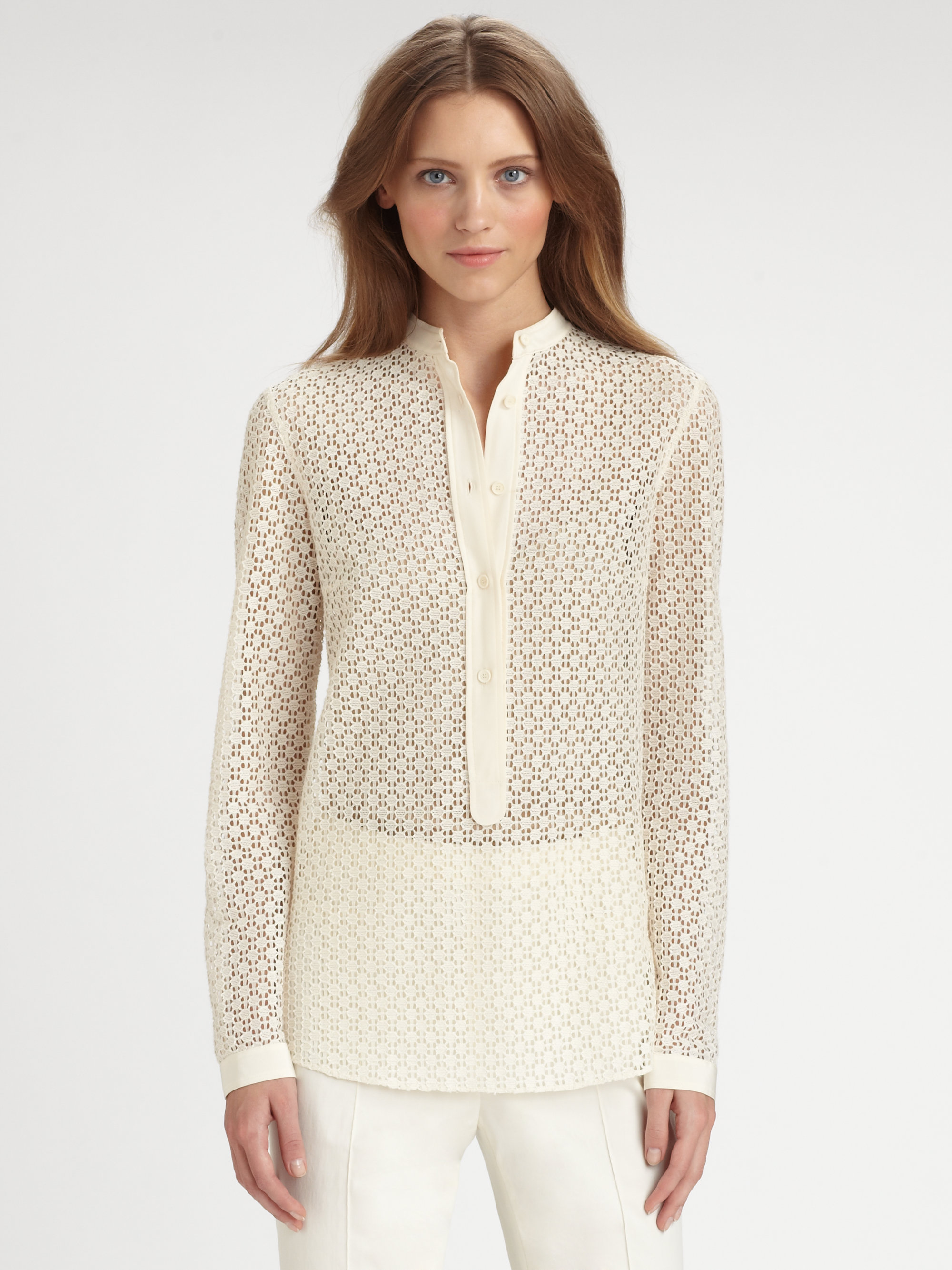 Akris Punto Lace Tunic Blouse In White Lyst 1732