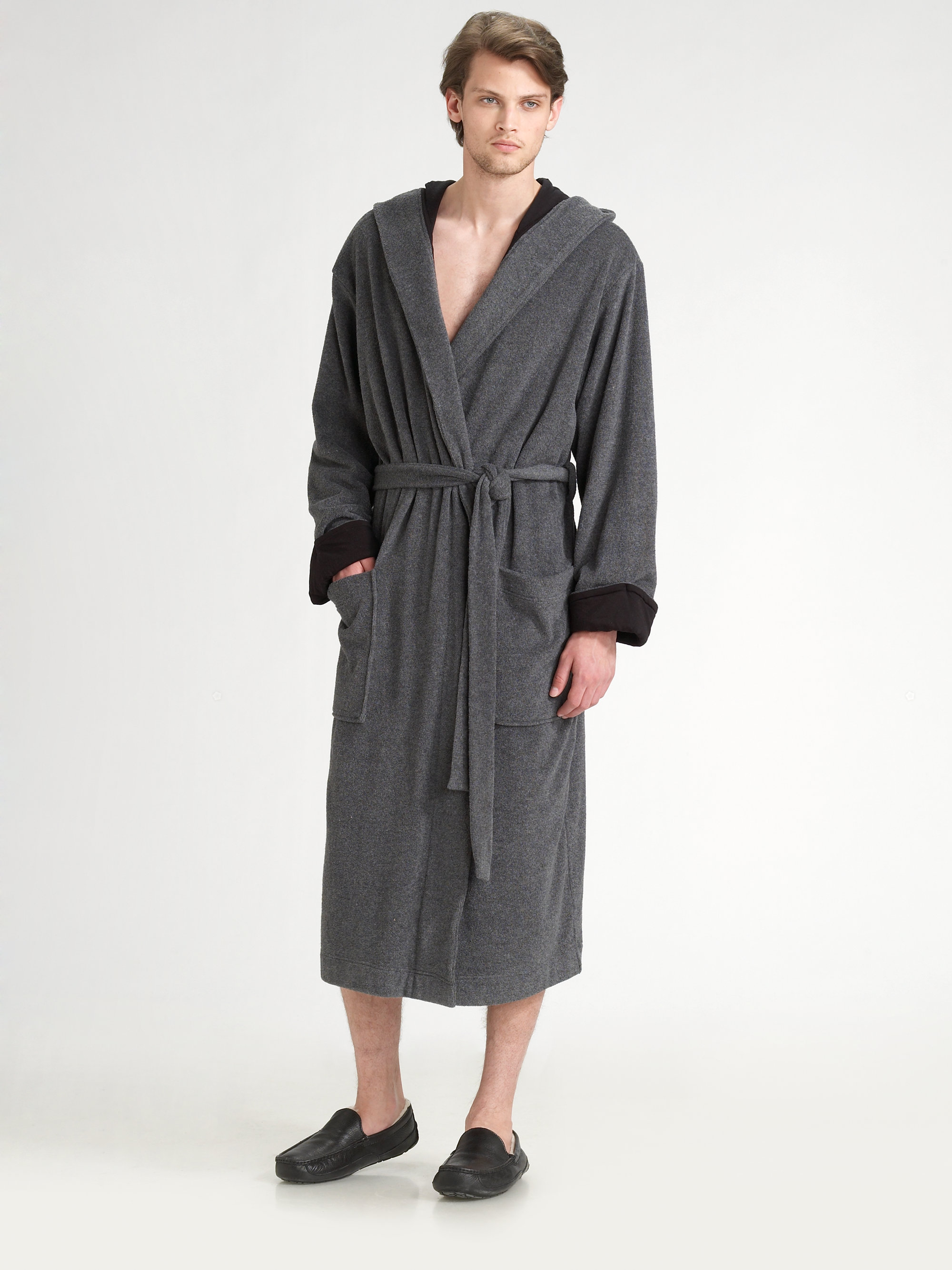 Lyst American Essentials Hooded Robe in Gray for Men
