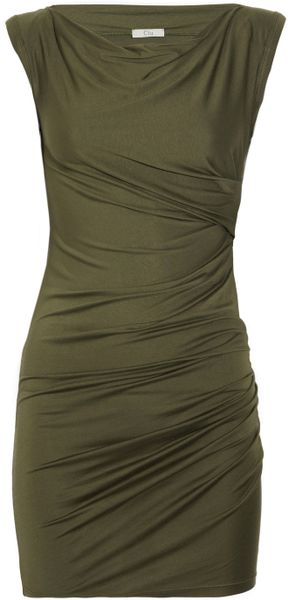 Clu Ruched Stretch Jersey Dress in Green (army) | Lyst