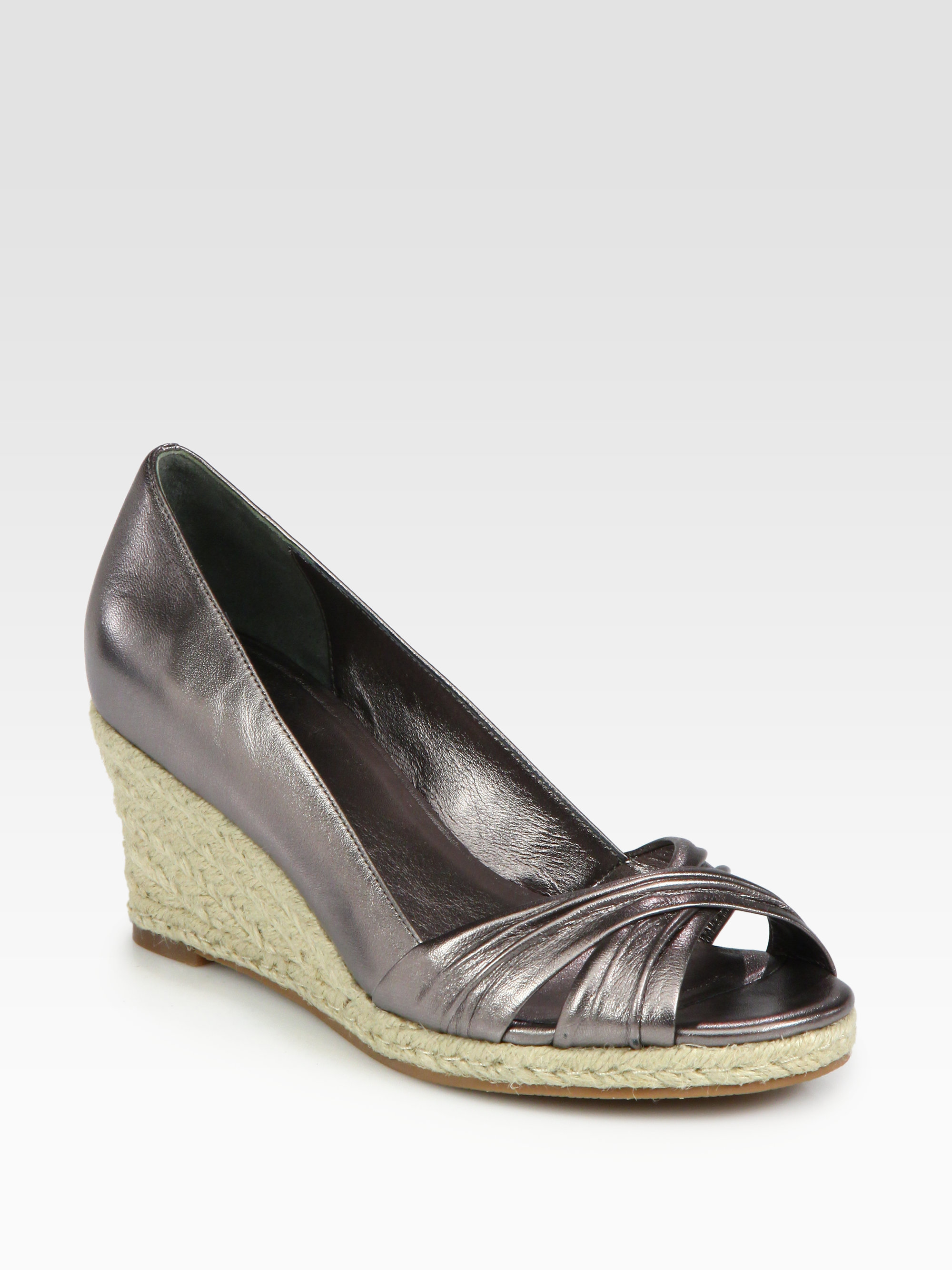 Cole Haan Air Camila Espadrille Metallic Leather Wedge Sandals in ...