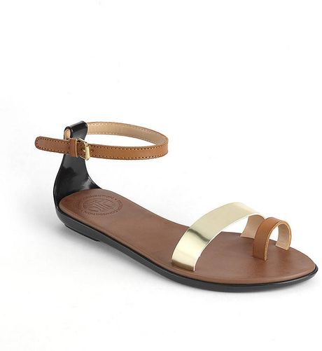 French Connection Terri Flat Sandals in Brown (cognac) | Lyst
