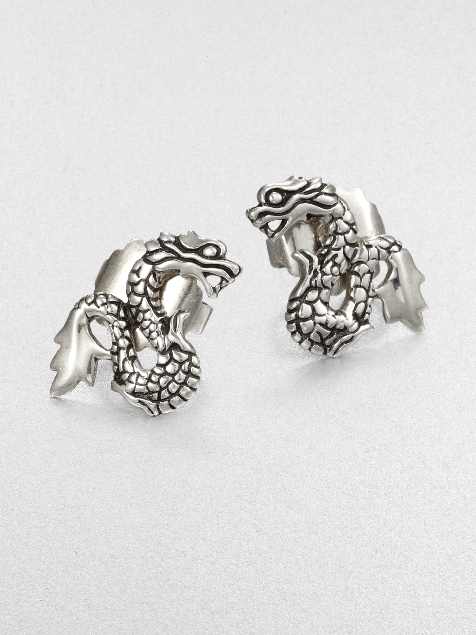 Lyst John Hardy Sterling Silver Dragon Stud Earrings In Metallic Gallery