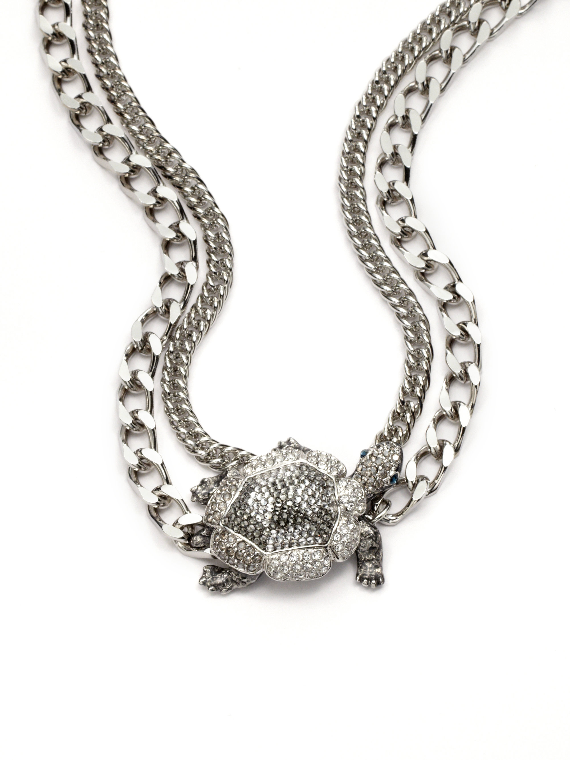 Judith Leiber Swarovski Crystal Turtle Necklace in Gray (crystal) | Lyst