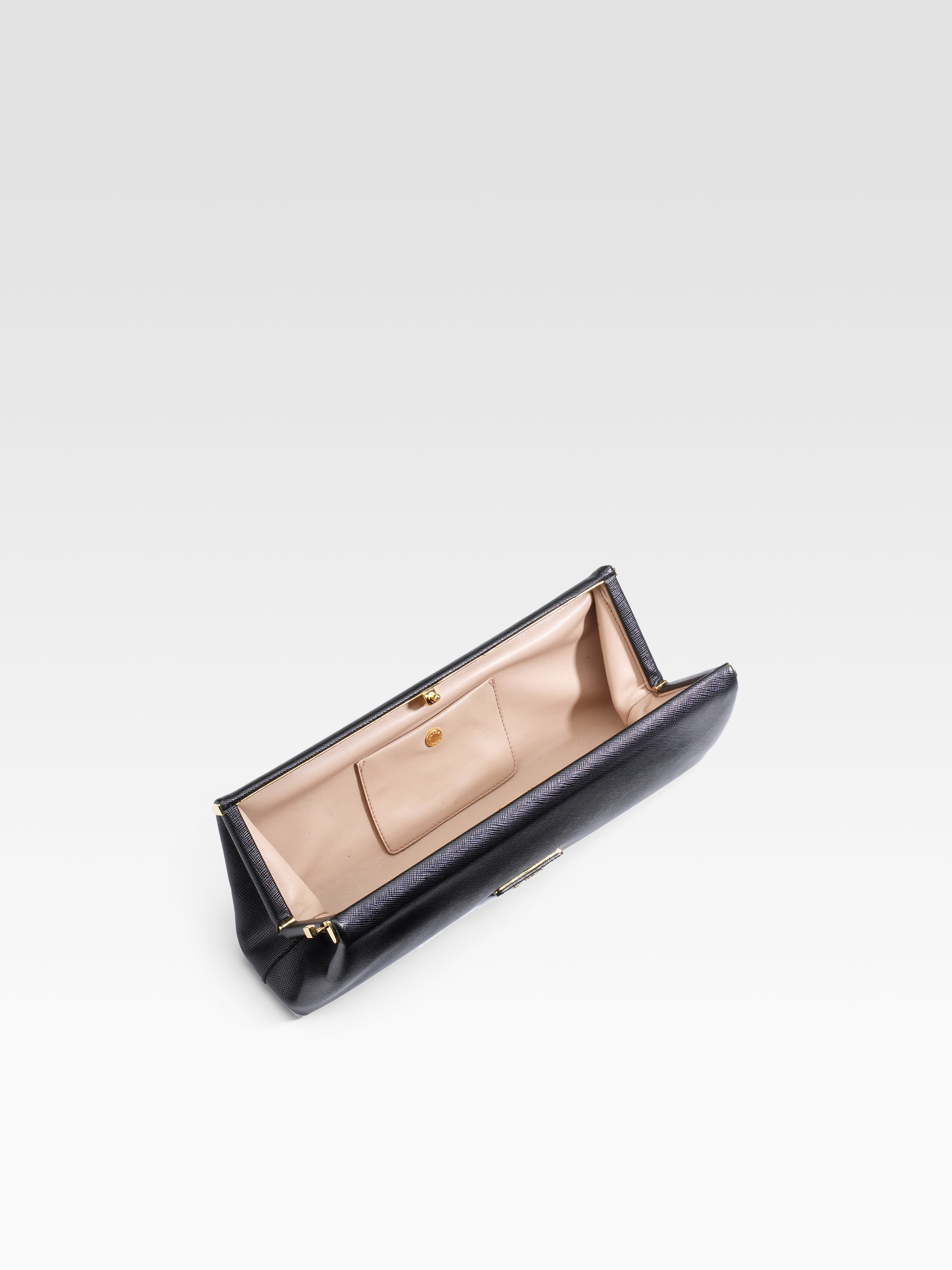 Prada Saffiano Lux Clutch in Black | Lyst