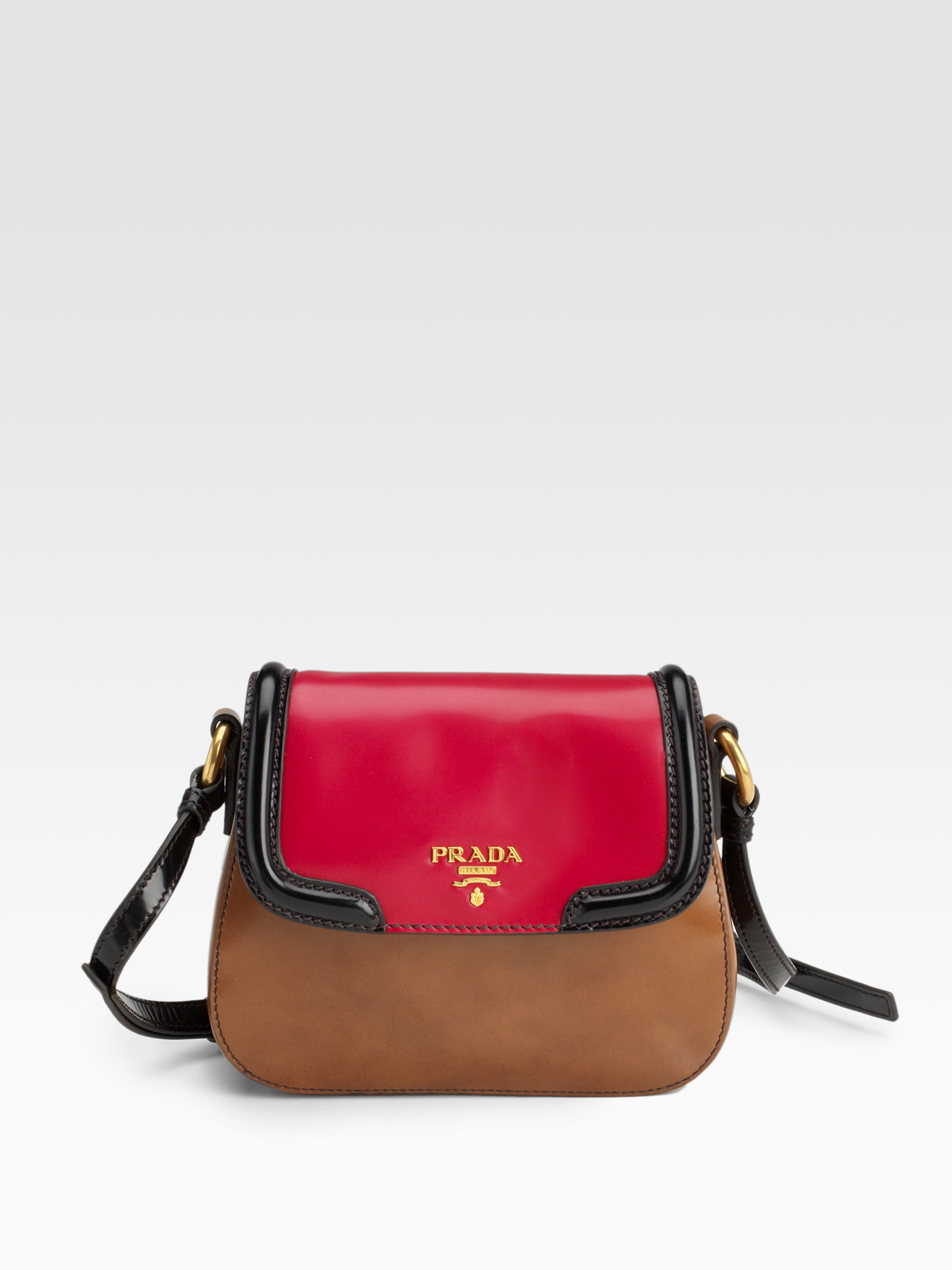 Prada Spazzolato Mini Crossbody Bag in Red (multi) | Lyst