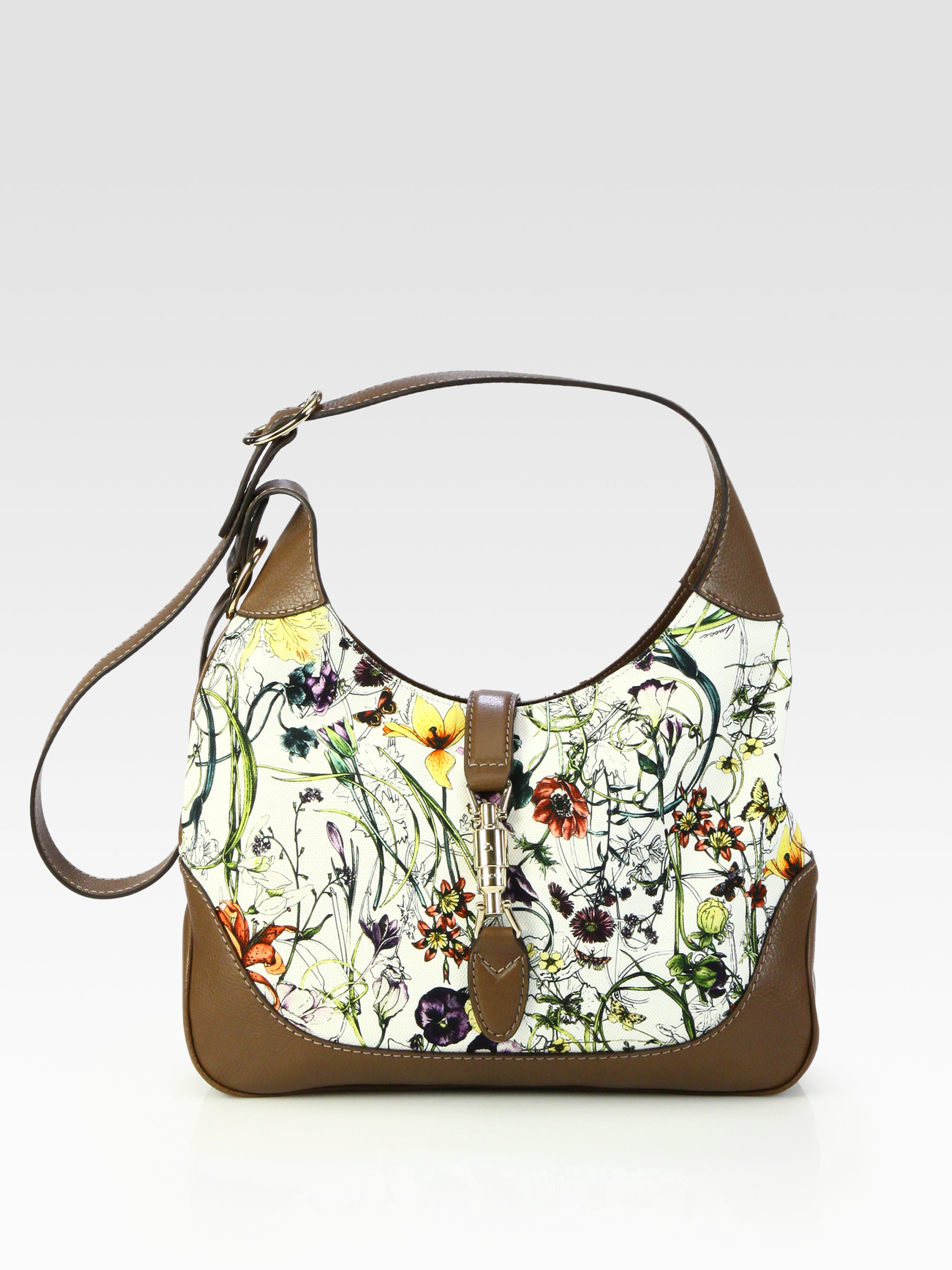 Gucci Jackie Flora Canvas Shoulder Bag - Lyst