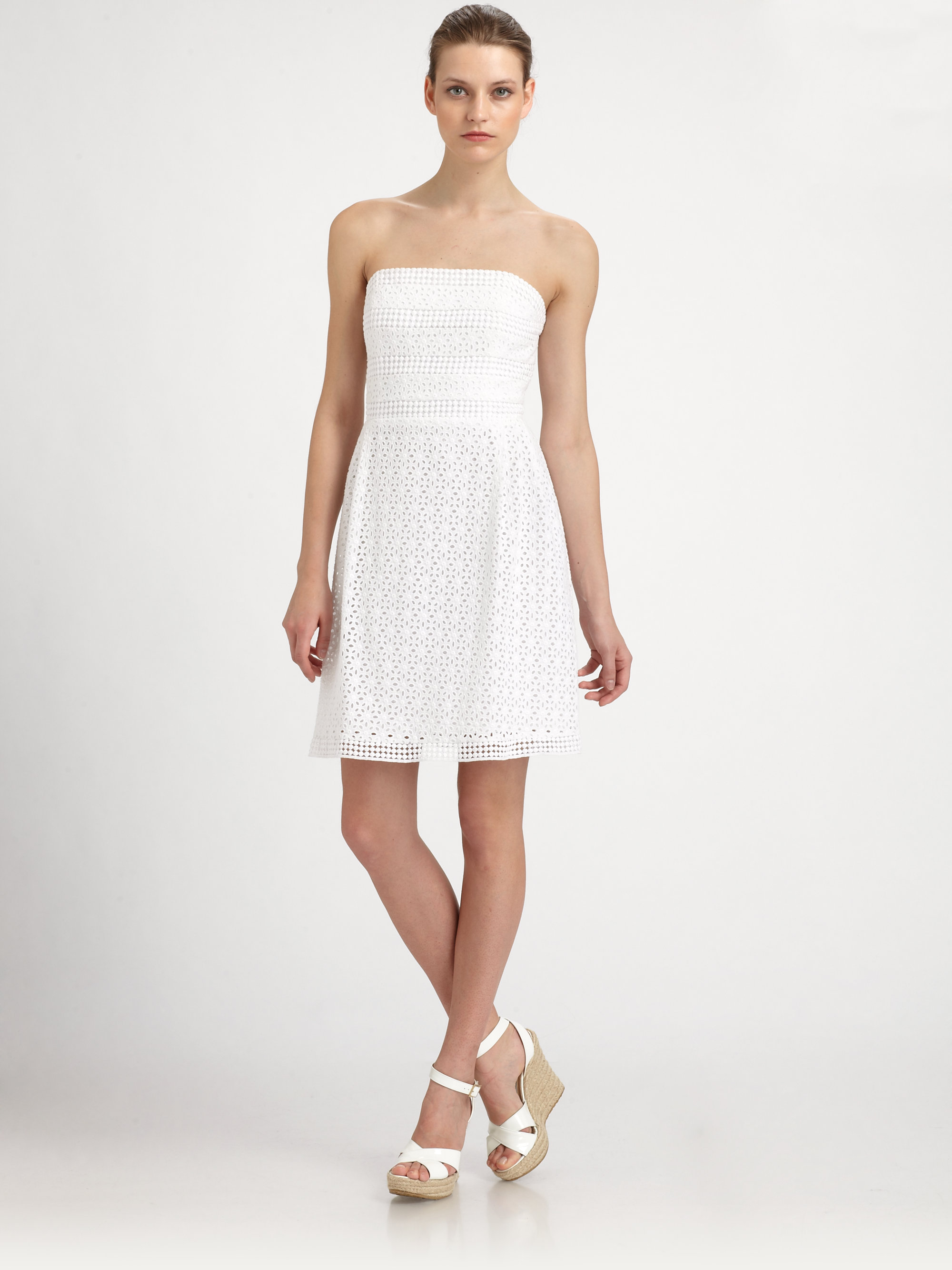 Laundry by shelli segal Strapless Cotton Eyelet Dress in ...