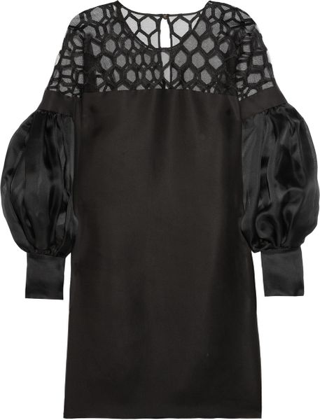 Gucci Honeycomb Tulle and Silk-Gazar Dress in Black | Lyst