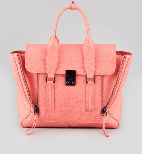 3.1 Phillip Lim Pashli Medium Zip Satchel Bag in Pink (coral) | Lyst