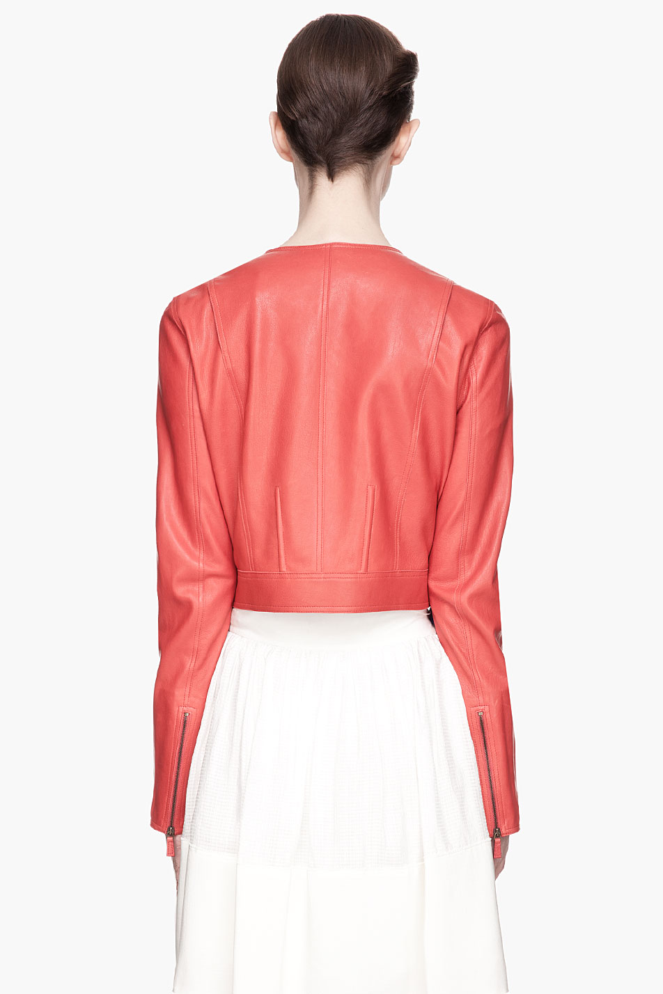 Vanessa Bruno Red Washed Leather Jacket In Lyst Gallery