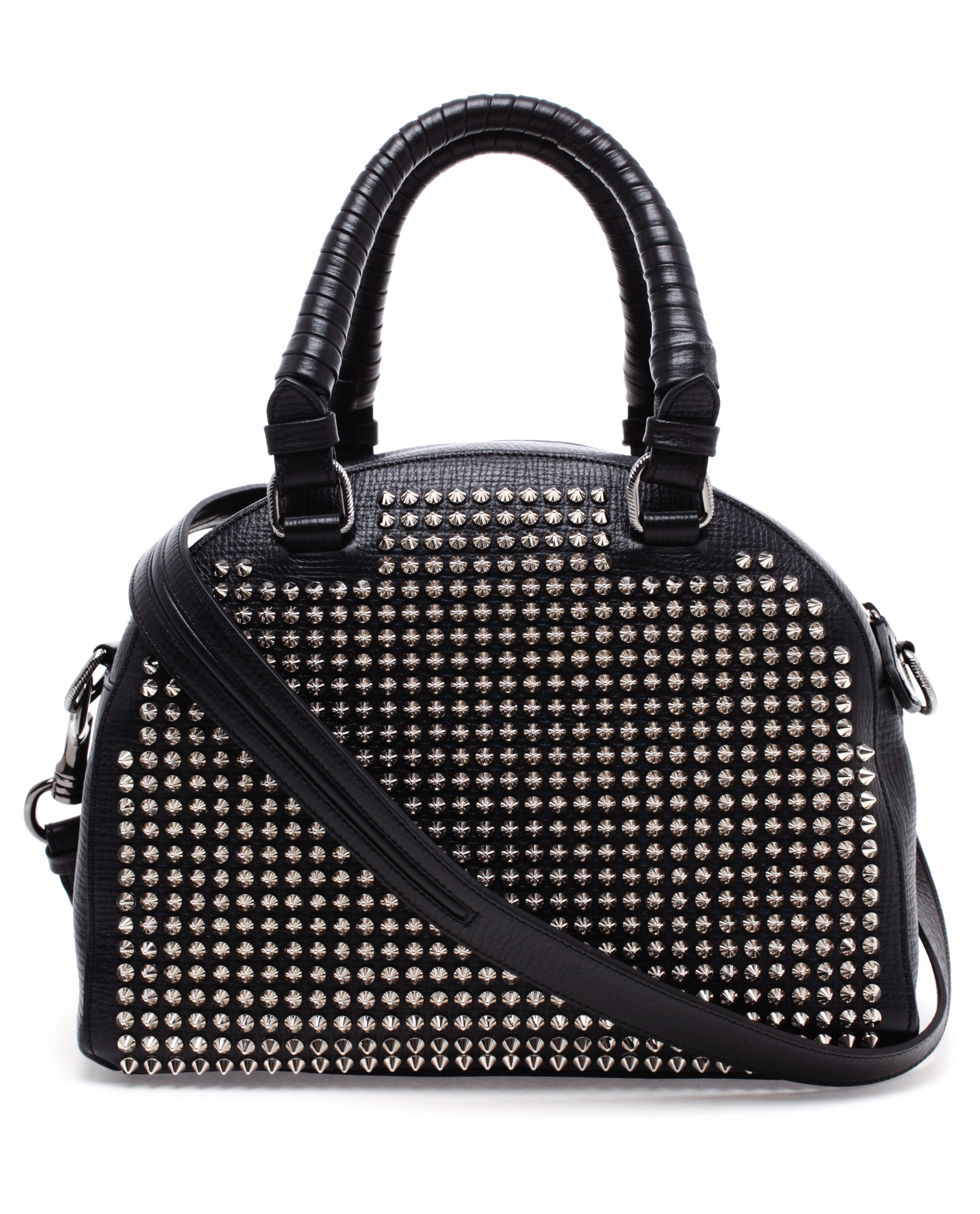 Christian Louboutin Panettone Mini Studded Leather Bowling Bag in Black ...