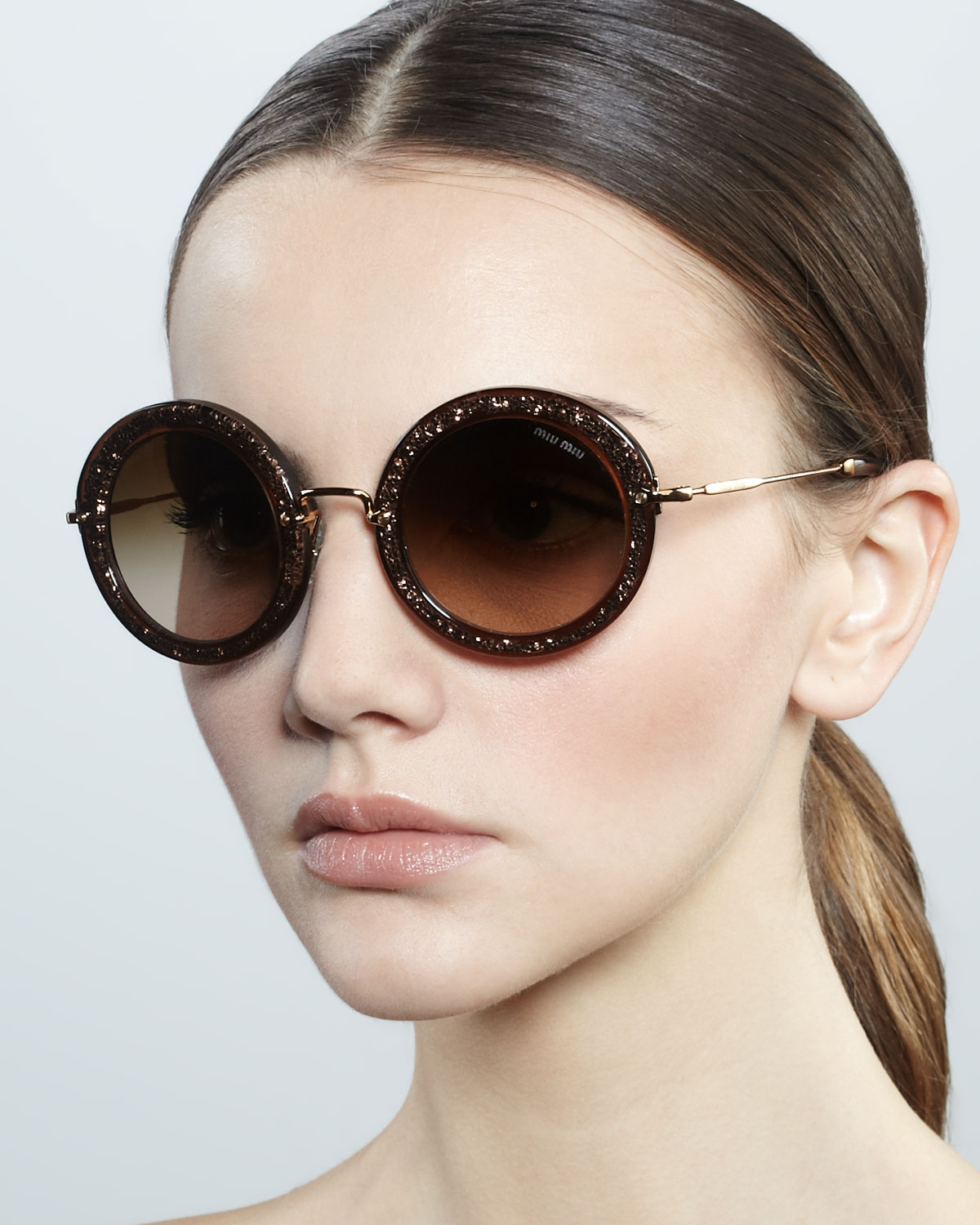 Lyst - Miu Miu Oversize Circle Sunglasses in Brown