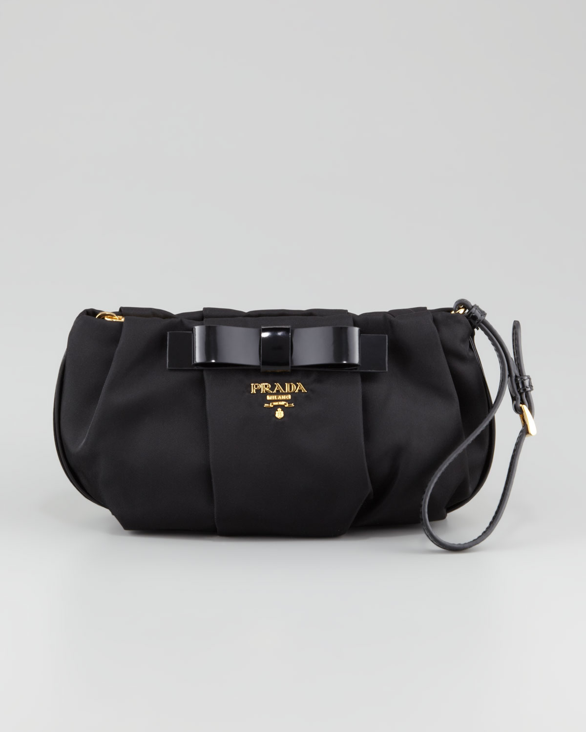 Lyst - Prada Tesutto Bow Wristlet Bag in Black