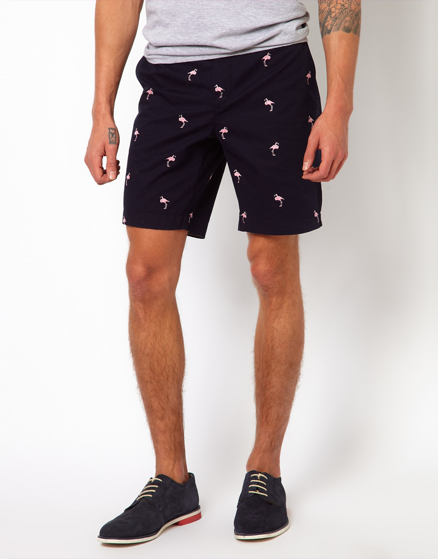 Lyst - Ted Baker Embroidered Flamingo Shorts in Blue for Men