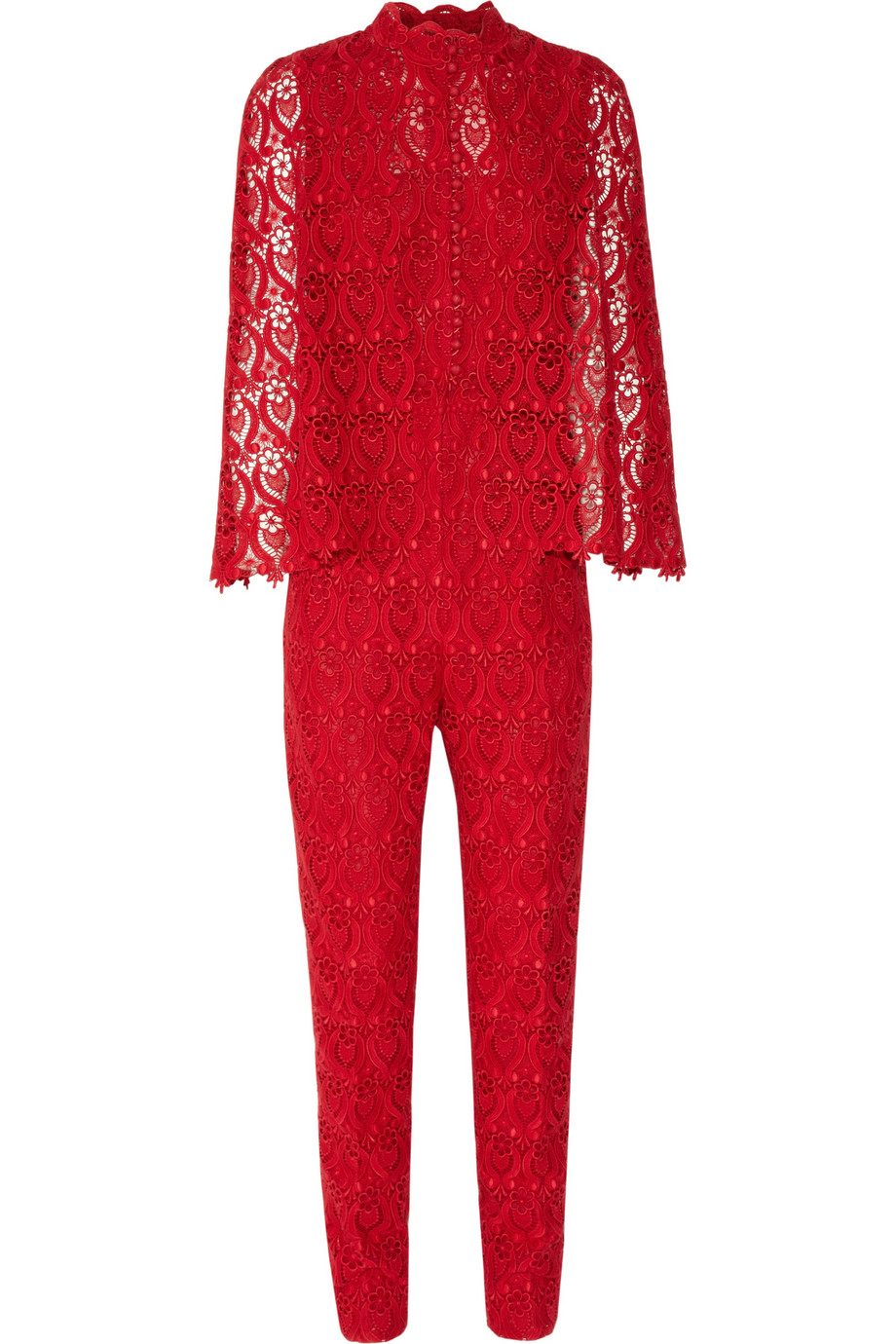 Valentino Macramélace Jumpsuit in Red | Lyst