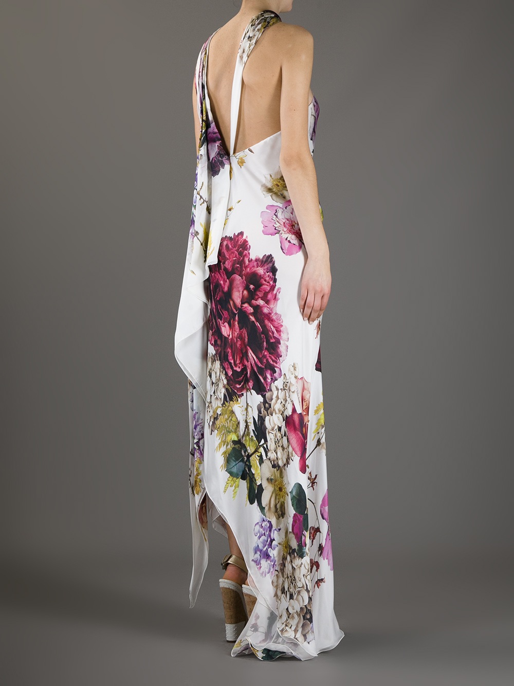 Roberto cavalli One Shoulder Floral Print Dress in Floral | Lyst