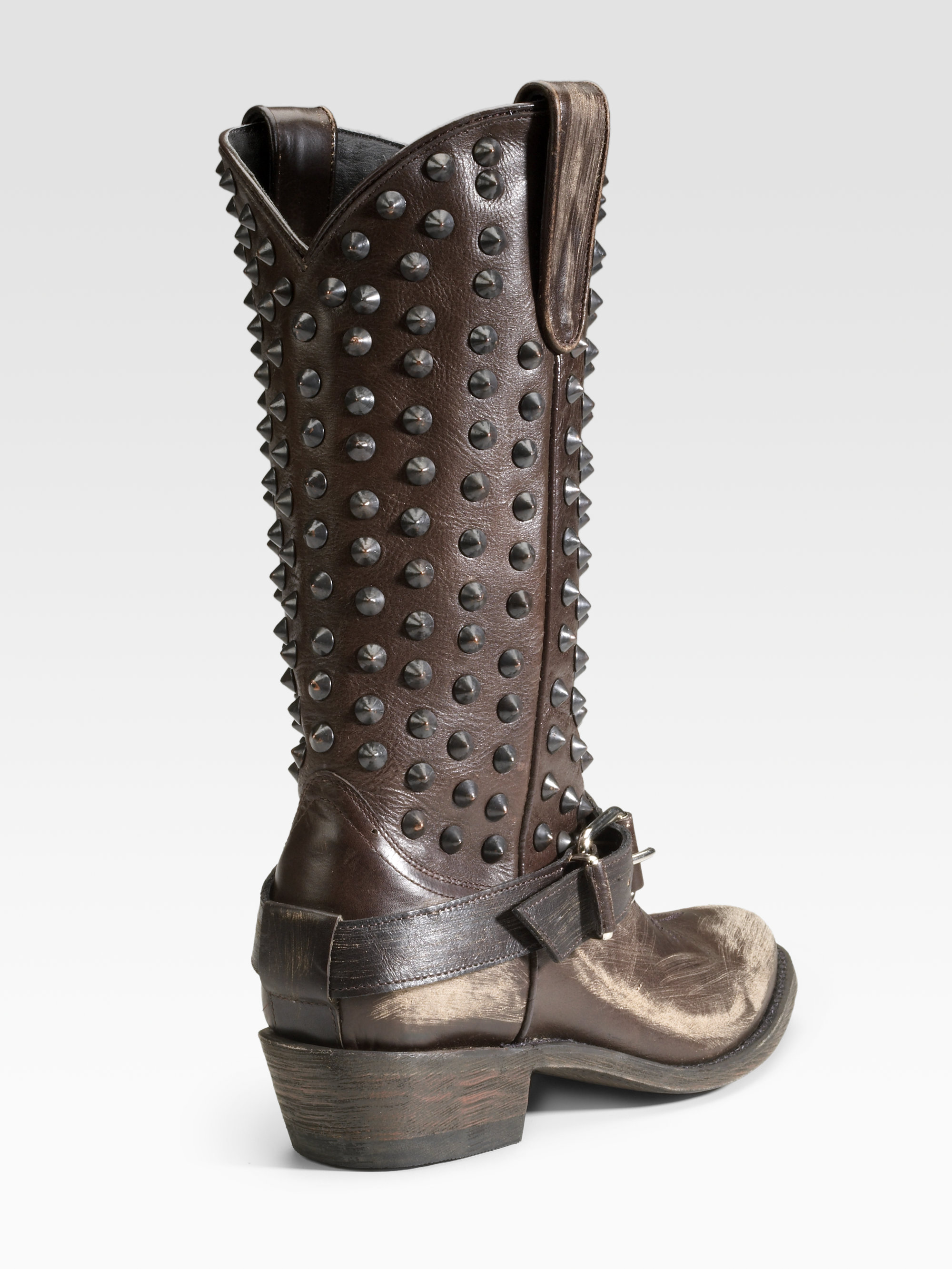 Lyst - Ash Studded Cowboy Boots in Brown