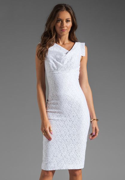 Black Halo Jackie O Raschel Lace Dress in White (white lace) | Lyst