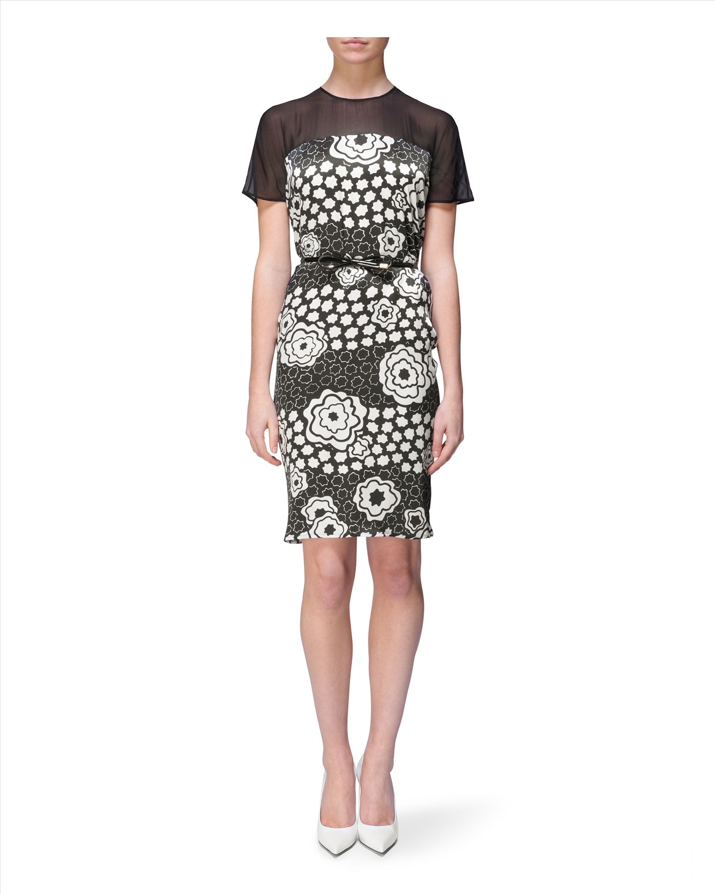 Lyst - Jaeger Silk Abstract Poppy Dress in Black