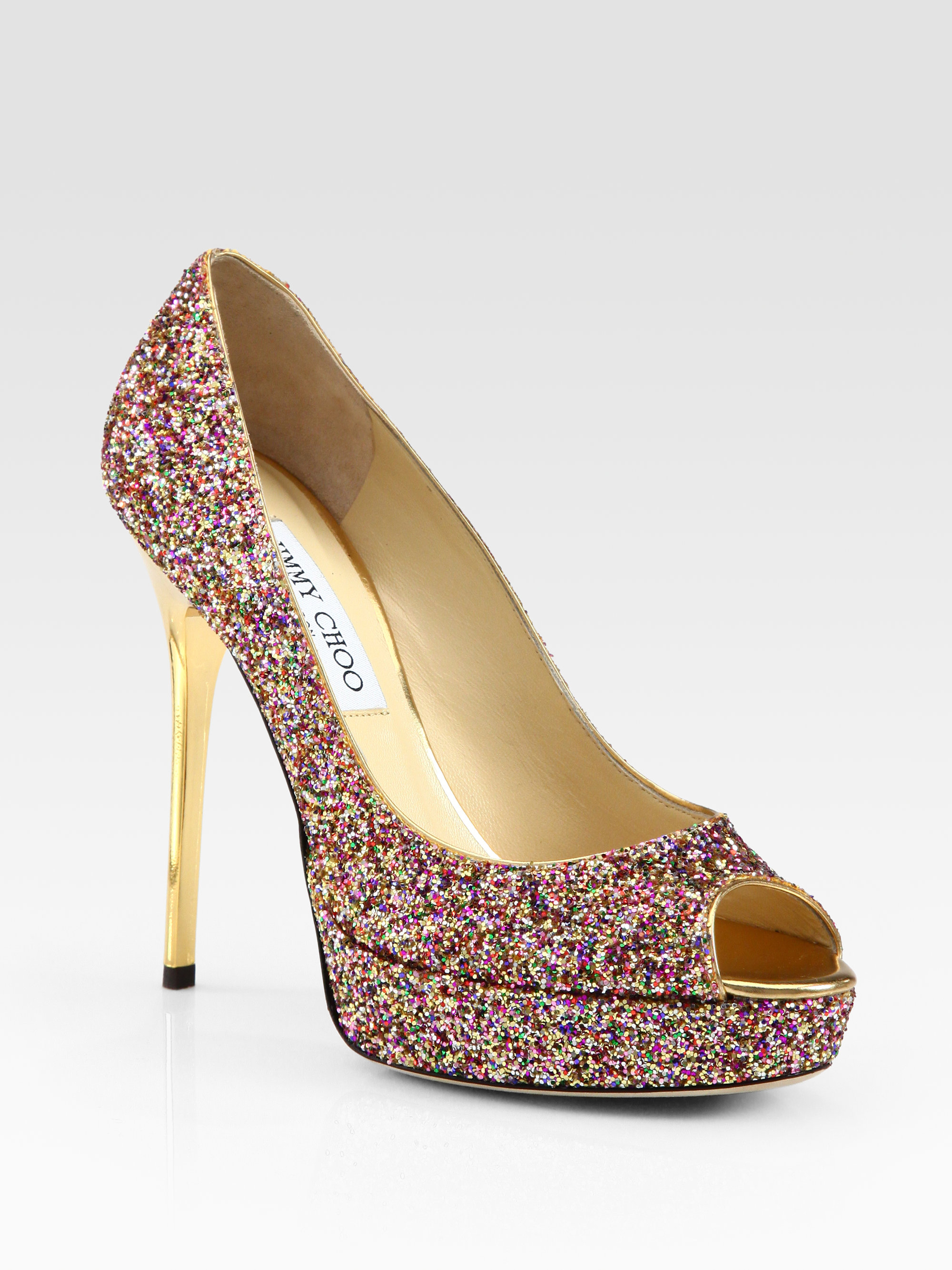 Jimmy choo Romy 110 Glitter Pumps in Brown | Lyst