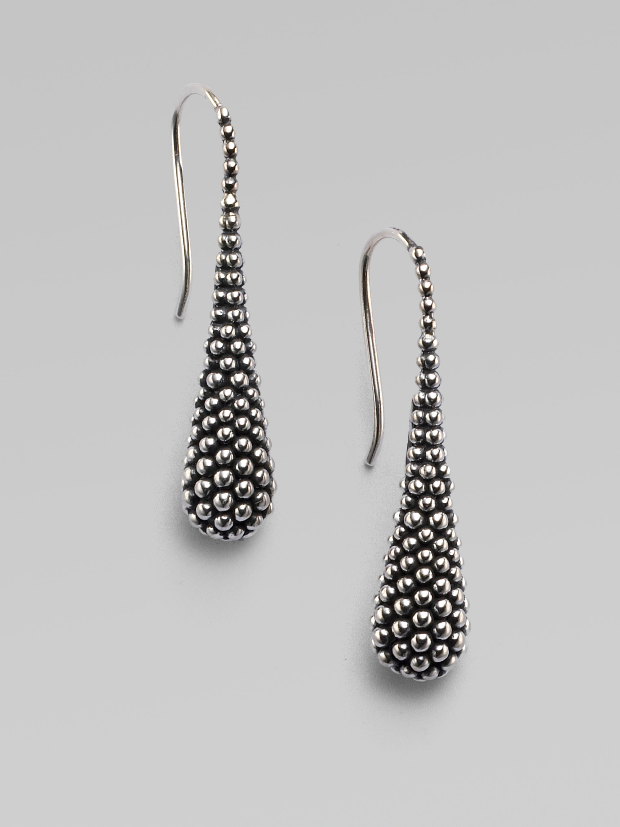 Lyst Lagos Sterling Silver Beaded Teardrop Earrings In Metallic Gallery