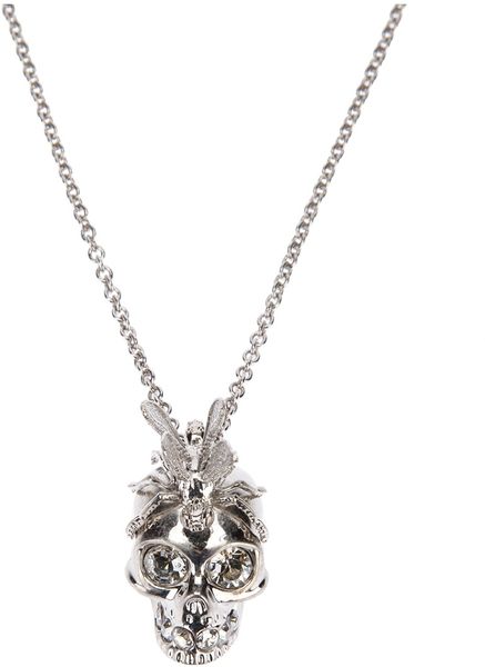 Alexander Mcqueen Skull Necklace in Silver | Lyst