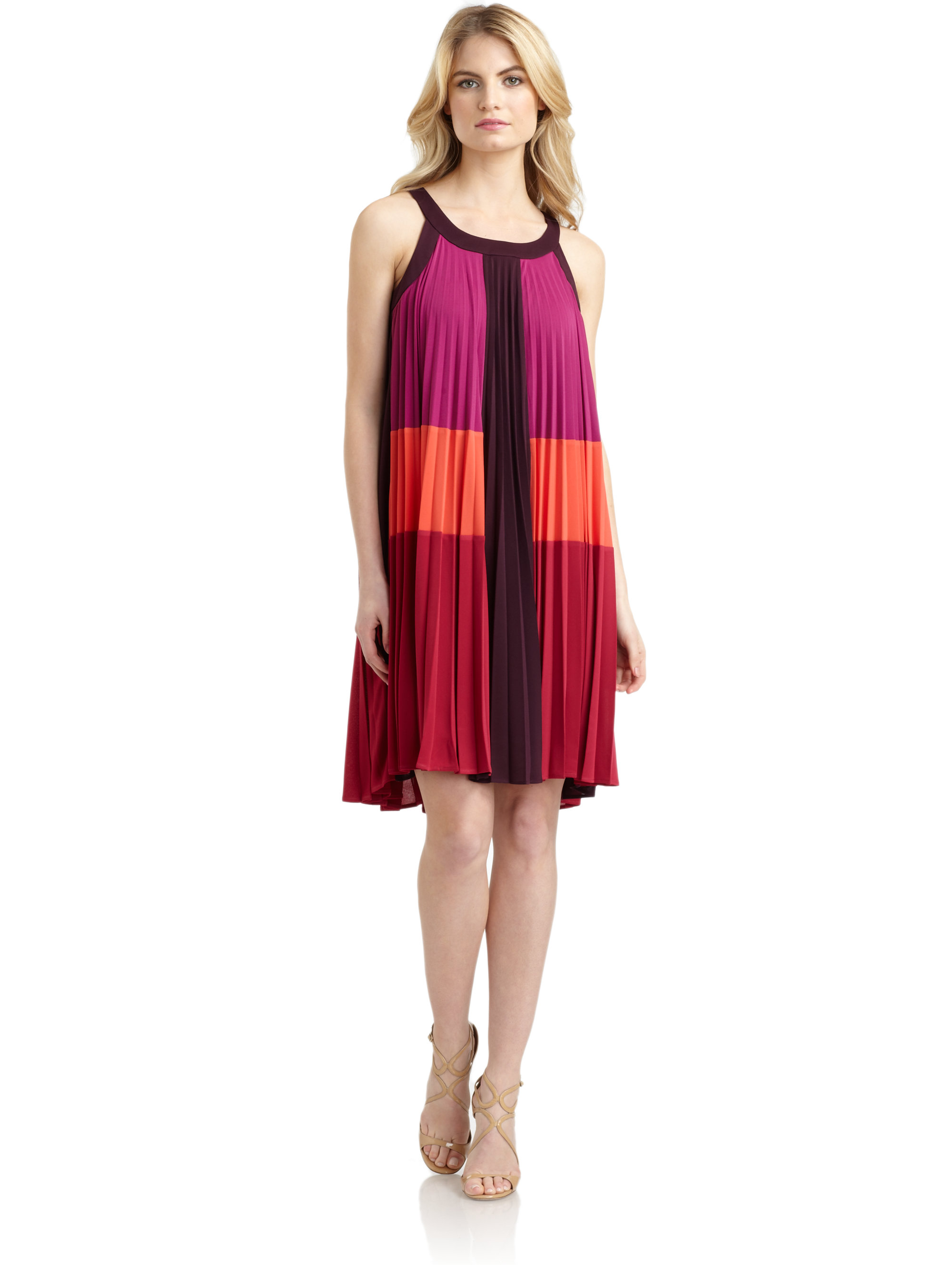 Lyst - Bcbgmaxazria Kailyn Pleated Colorblock Trapeze Dress